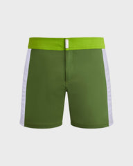 Stretch Swim Shorts Flat Belt Color Block - Green Camouplage / Vilebrequin Discount