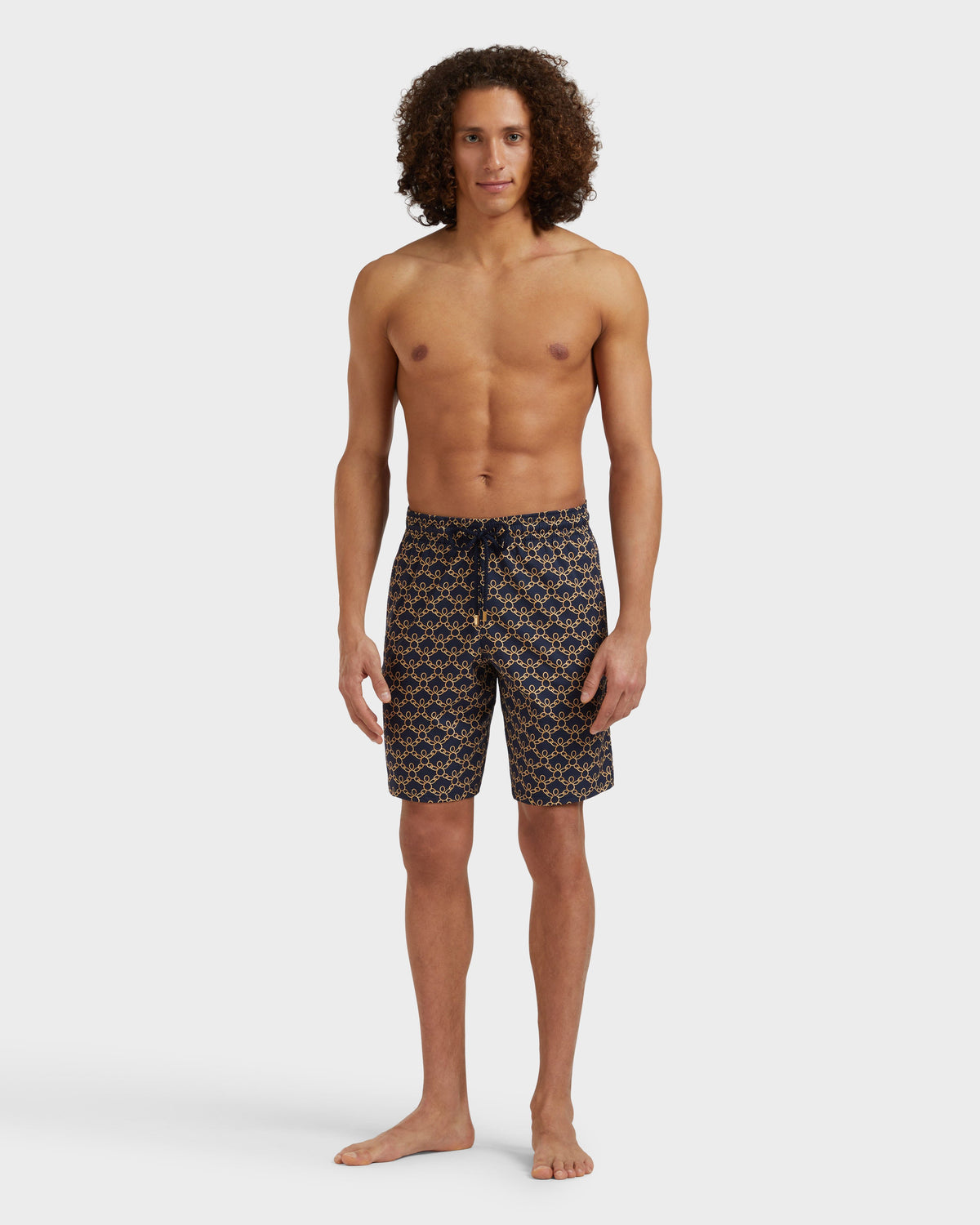 Long Stretch Swim Shorts Turtles Chain - Blue Navy / Vilebrequin US