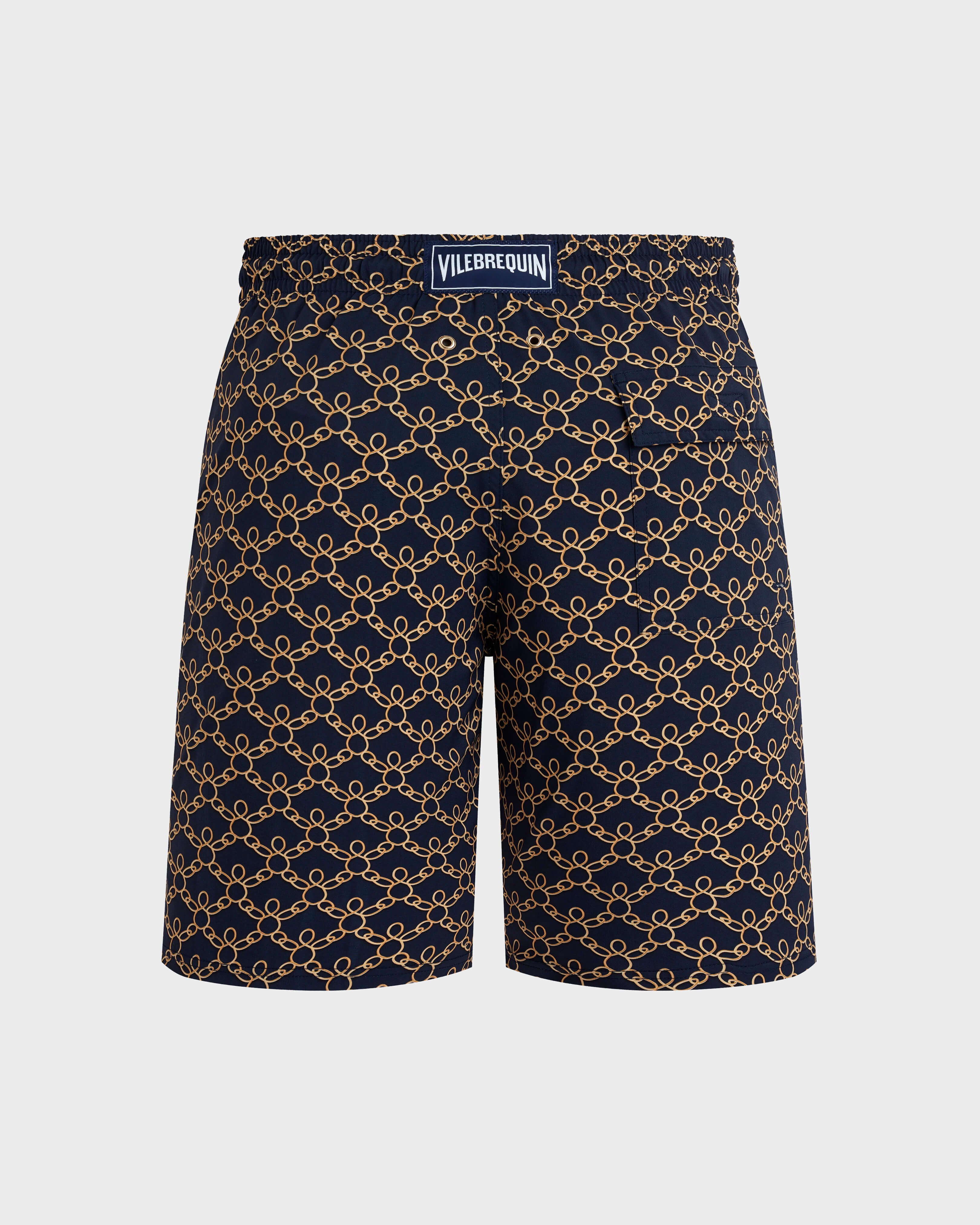 Long Stretch Swim Shorts Turtles Chain - Blue Navy / Vilebrequin US