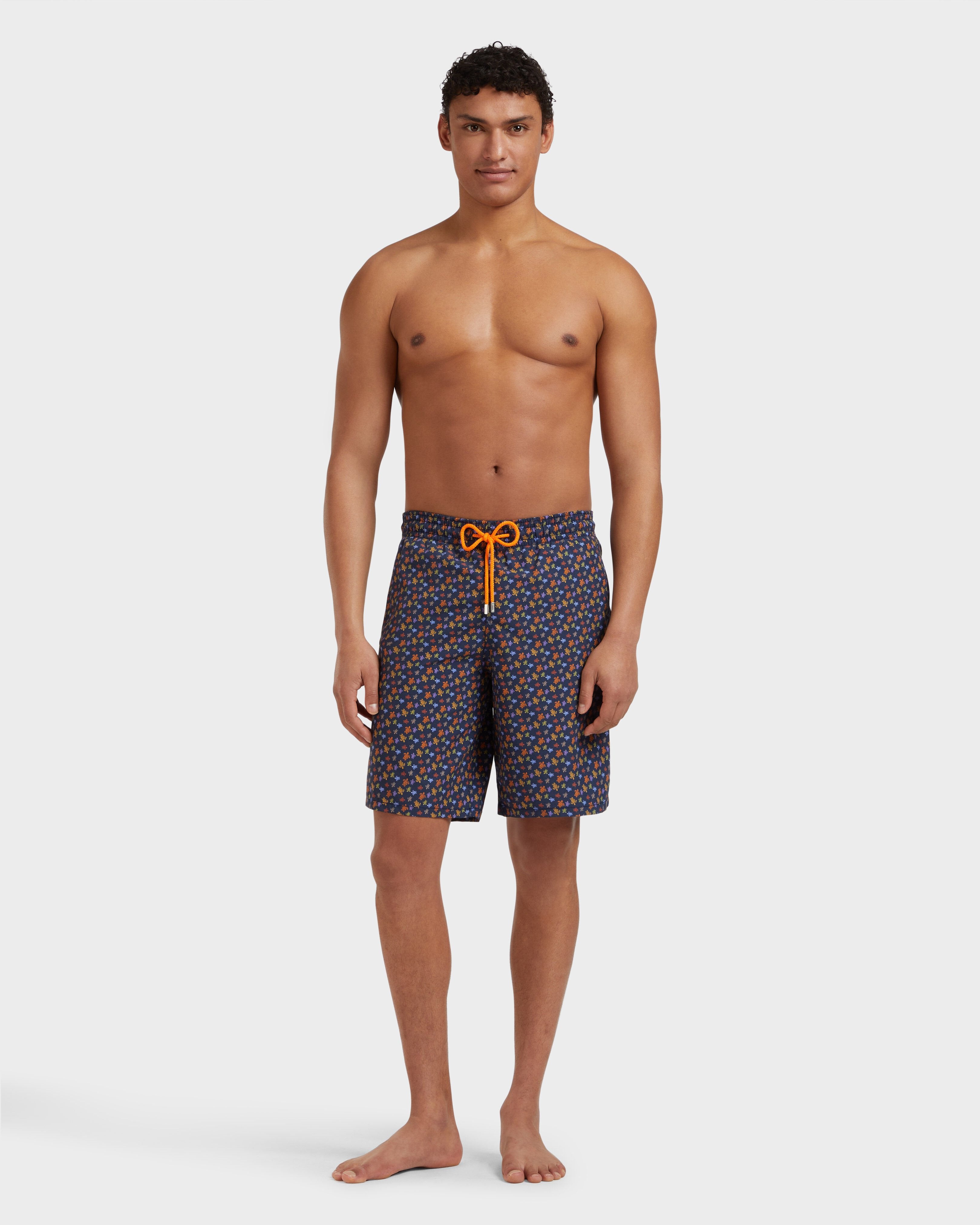 Long Swim Shorts Micro Ronde Des Tortues - Orange Vitamin / Vilebrequin New