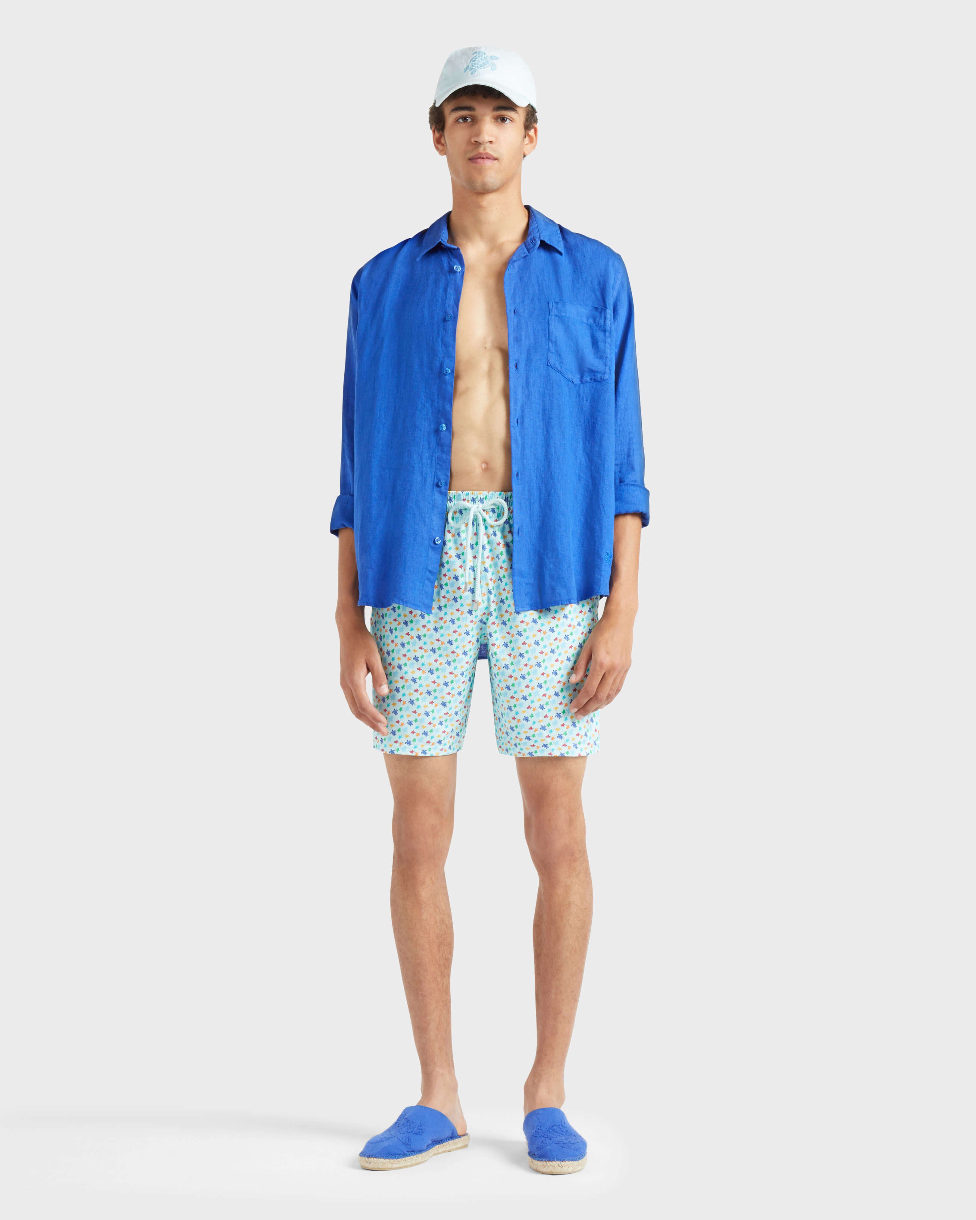 Long Stretch Swim shorts Micro Ronde Des Tortues Rainbow - Blue Pacific / Vilebrequin Sale