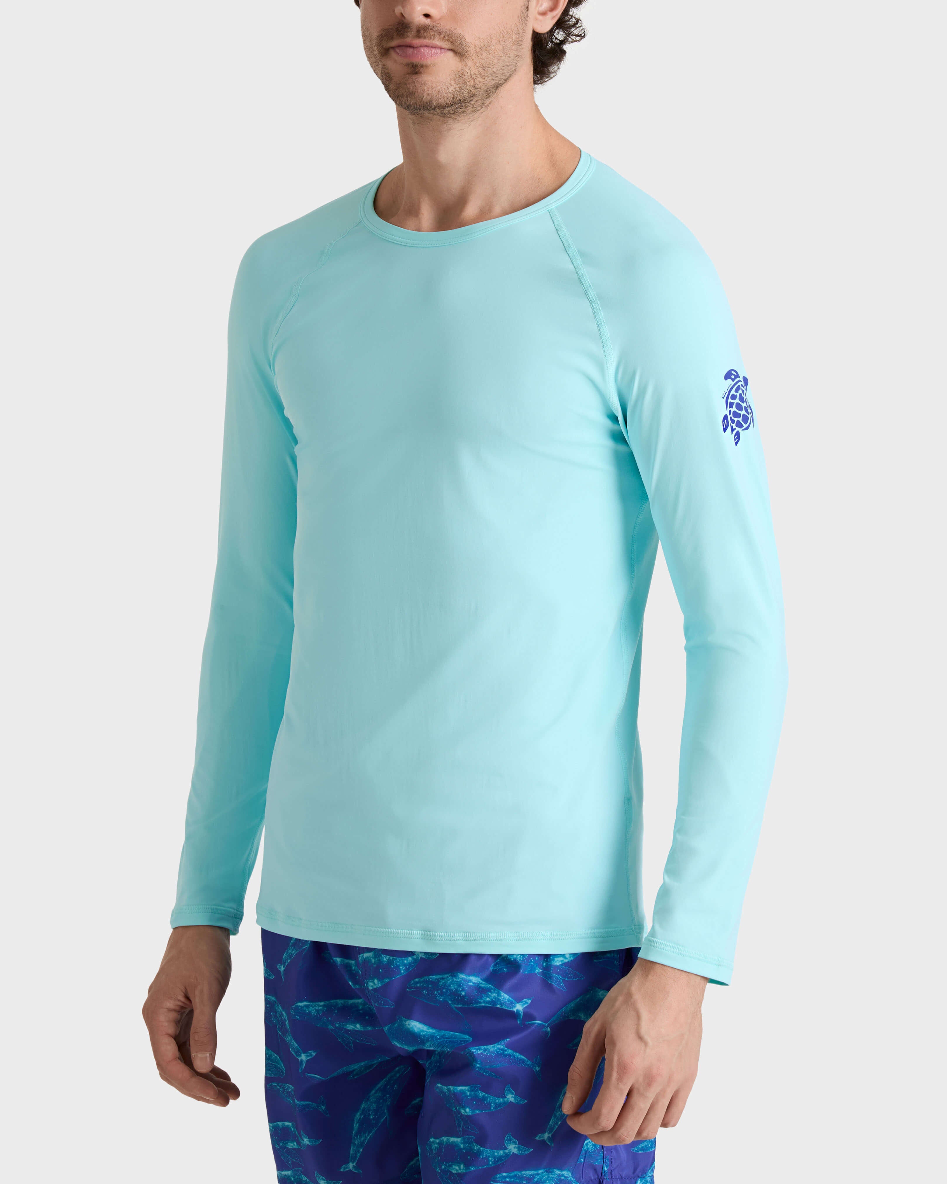UV Protection Long Sleeves Rashguard Turtle - Blue Oxygene / Vilebrequin US