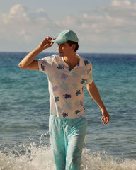 Cotton Pique Polo Ronde des Tortues Multicolores - White / Vilebrequin On sale