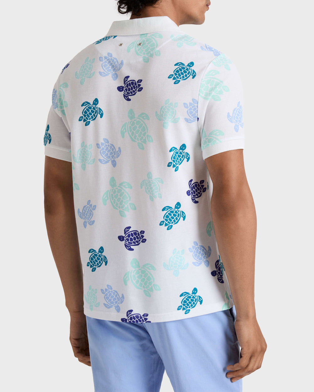 Cotton Pique Polo Ronde des Tortues Multicolores - White / Vilebrequin On sale