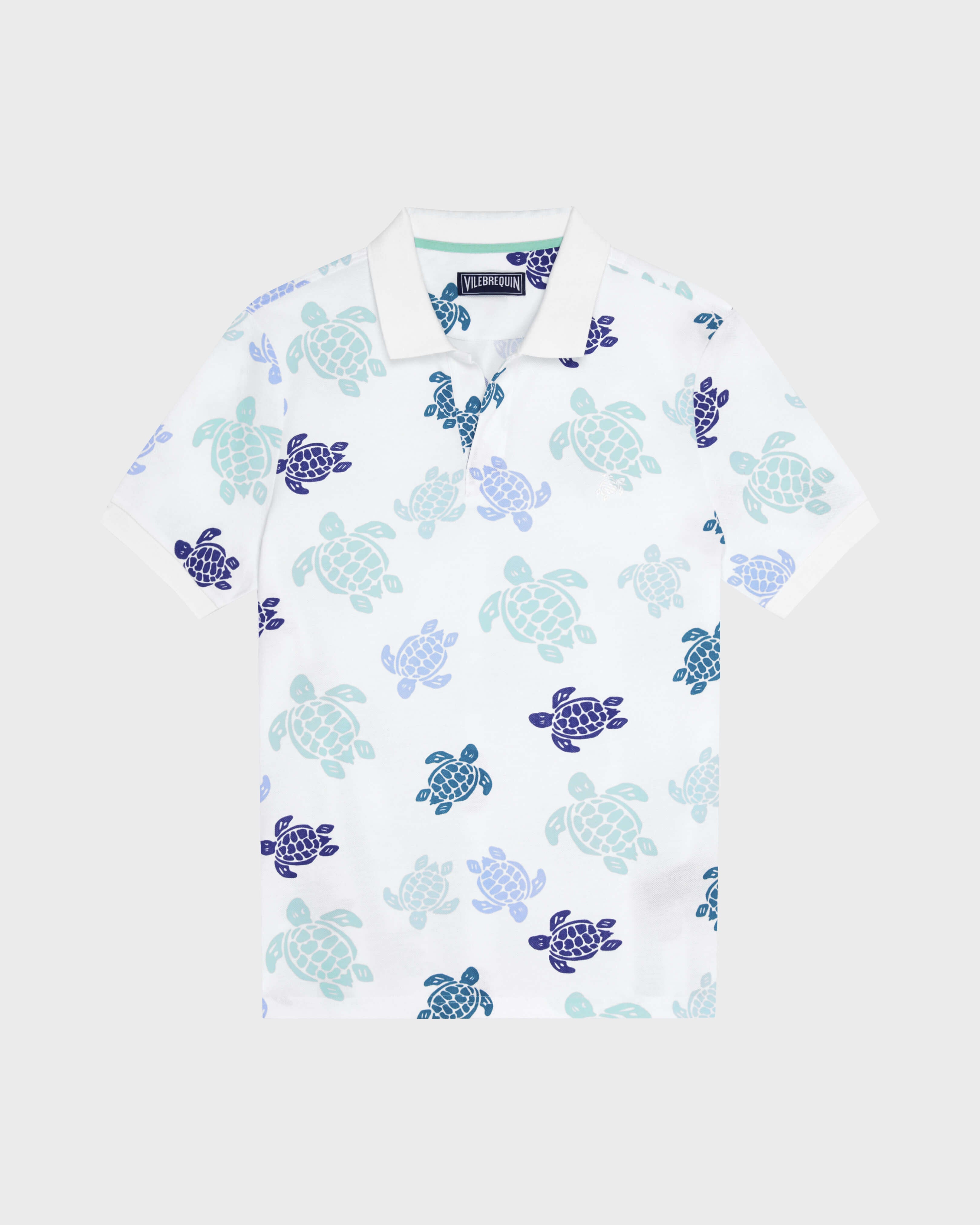 Cotton Pique Polo Ronde des Tortues Multicolores - White / Vilebrequin On sale