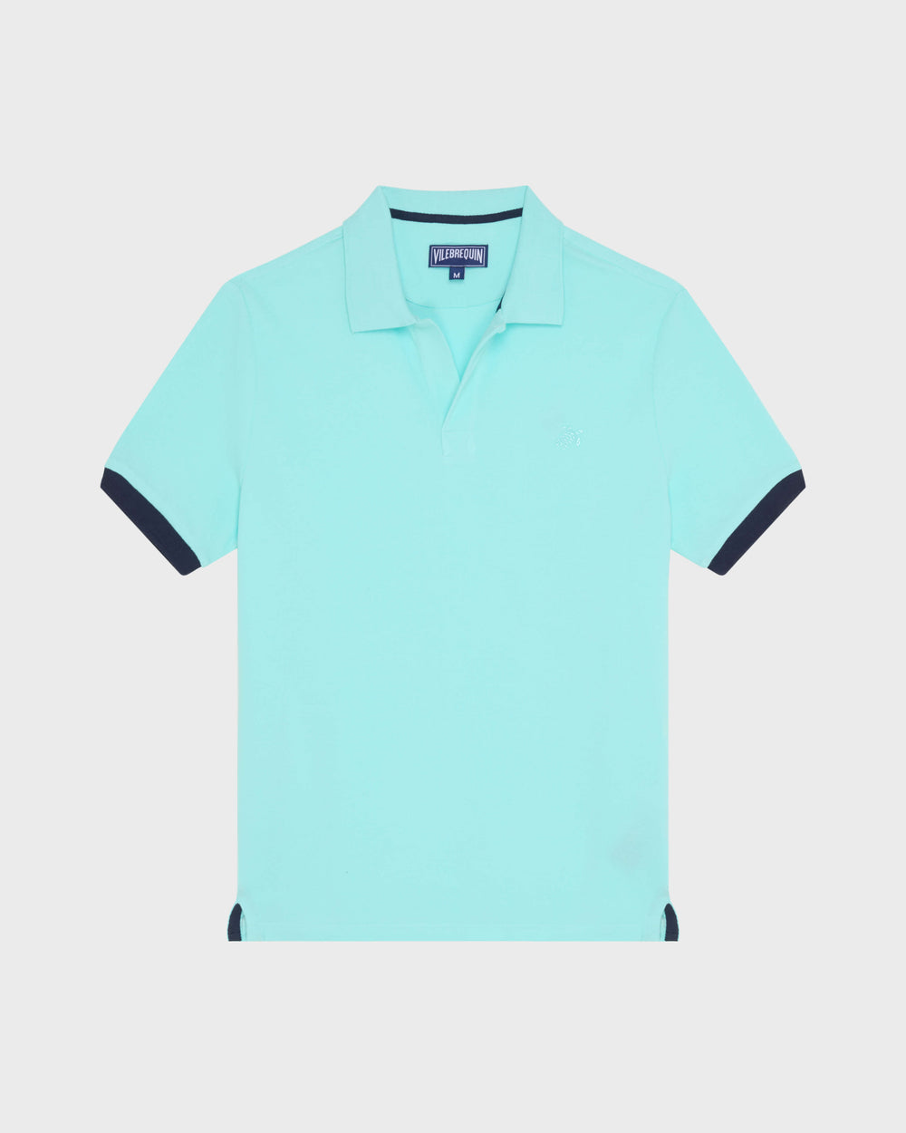 Cotton Pique Polo Shirt Solid - Blue Oxygene / Vilebrequin For sale