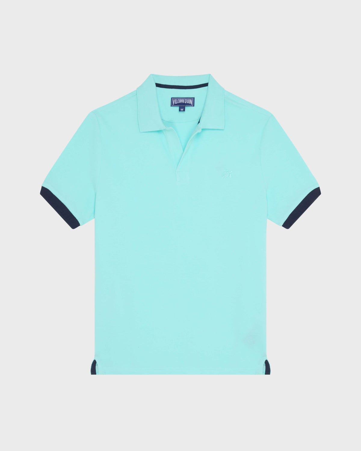 Cotton Pique Polo Shirt Solid - Blue Oxygene / Vilebrequin For sale