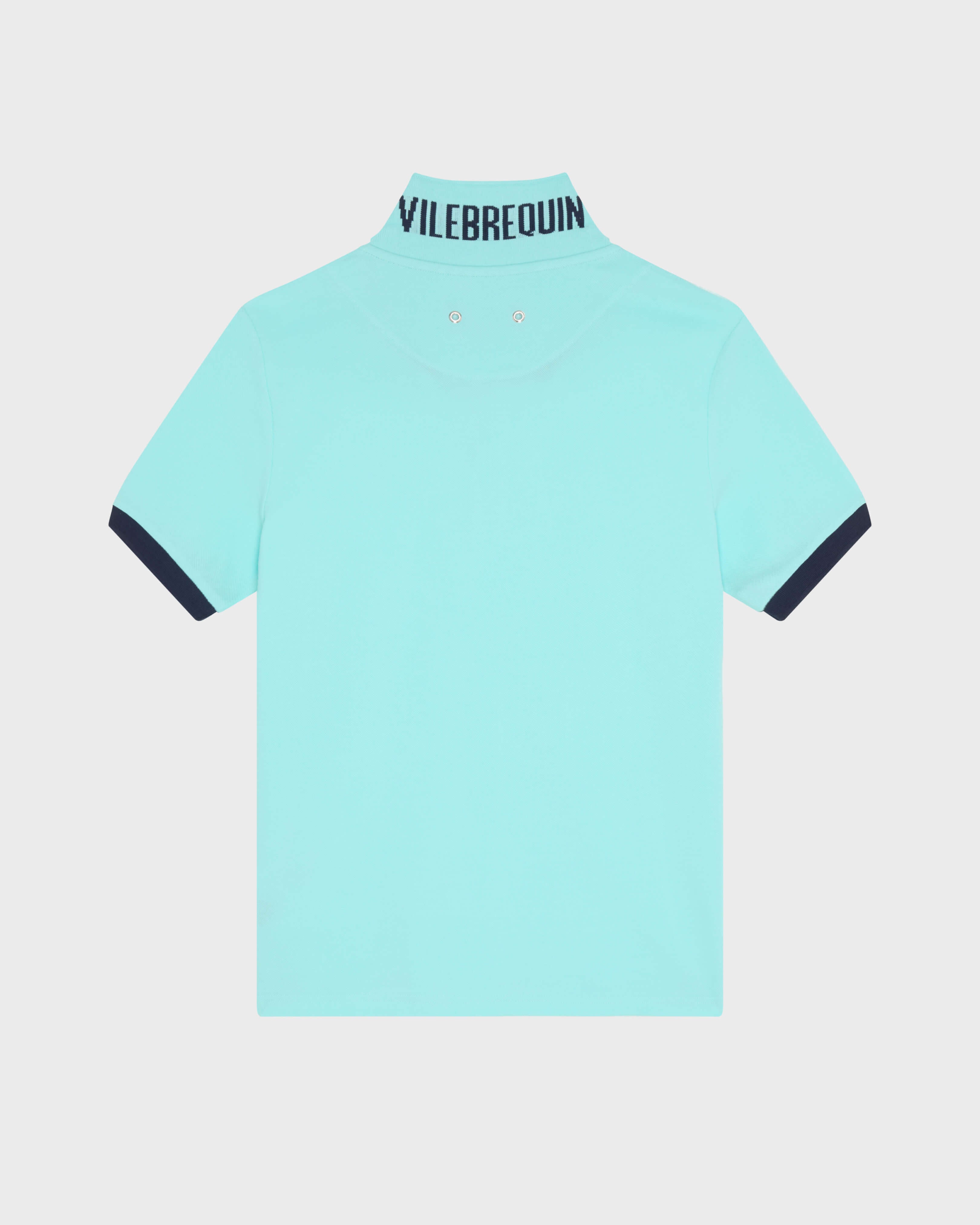 Cotton Pique Polo Shirt Solid - Blue Oxygene / Vilebrequin For sale
