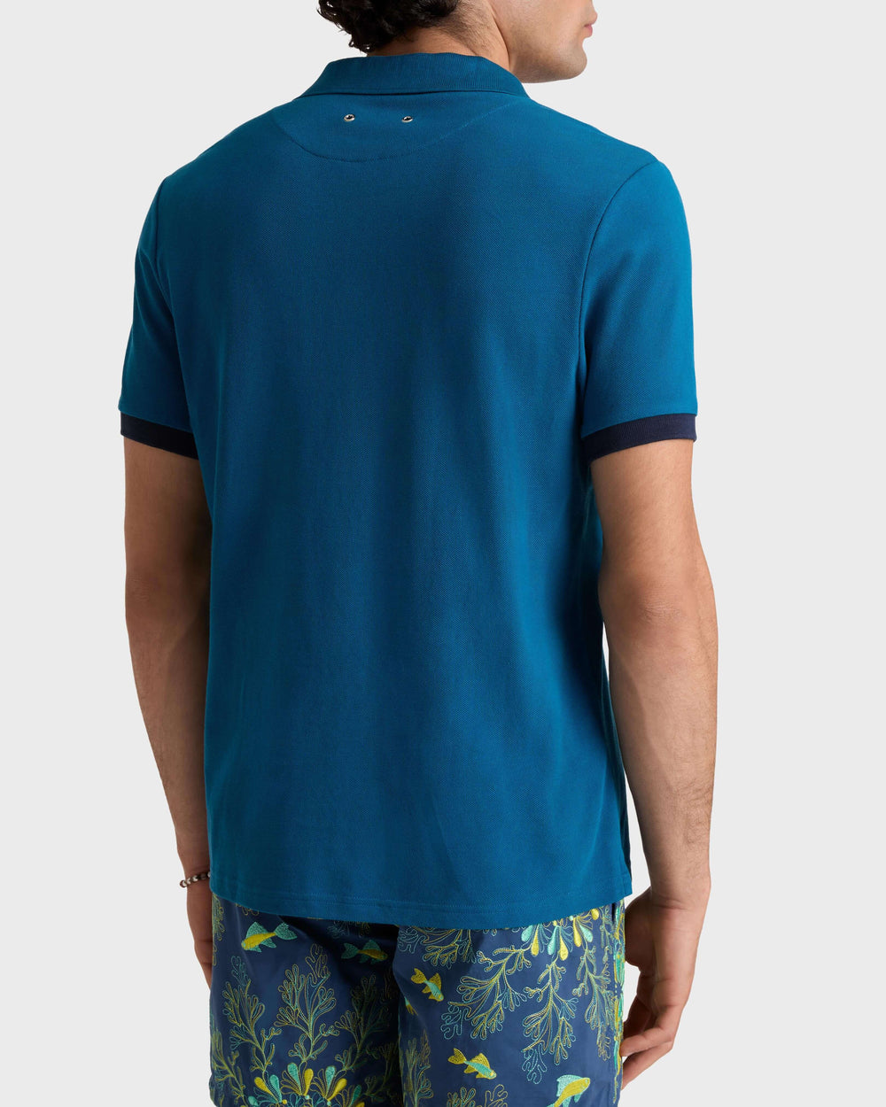 Cotton Pique Polo Shirt Solid - Blue Peacock / Vilebrequin Discount