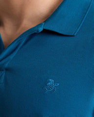 Cotton Pique Polo Shirt Solid - Blue Peacock / Vilebrequin Discount