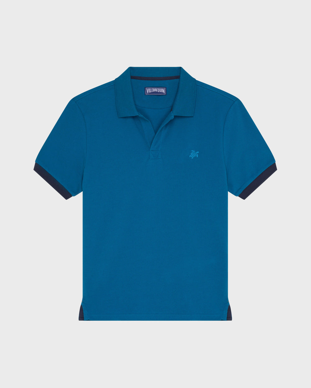 Cotton Pique Polo Shirt Solid - Blue Peacock / Vilebrequin Discount