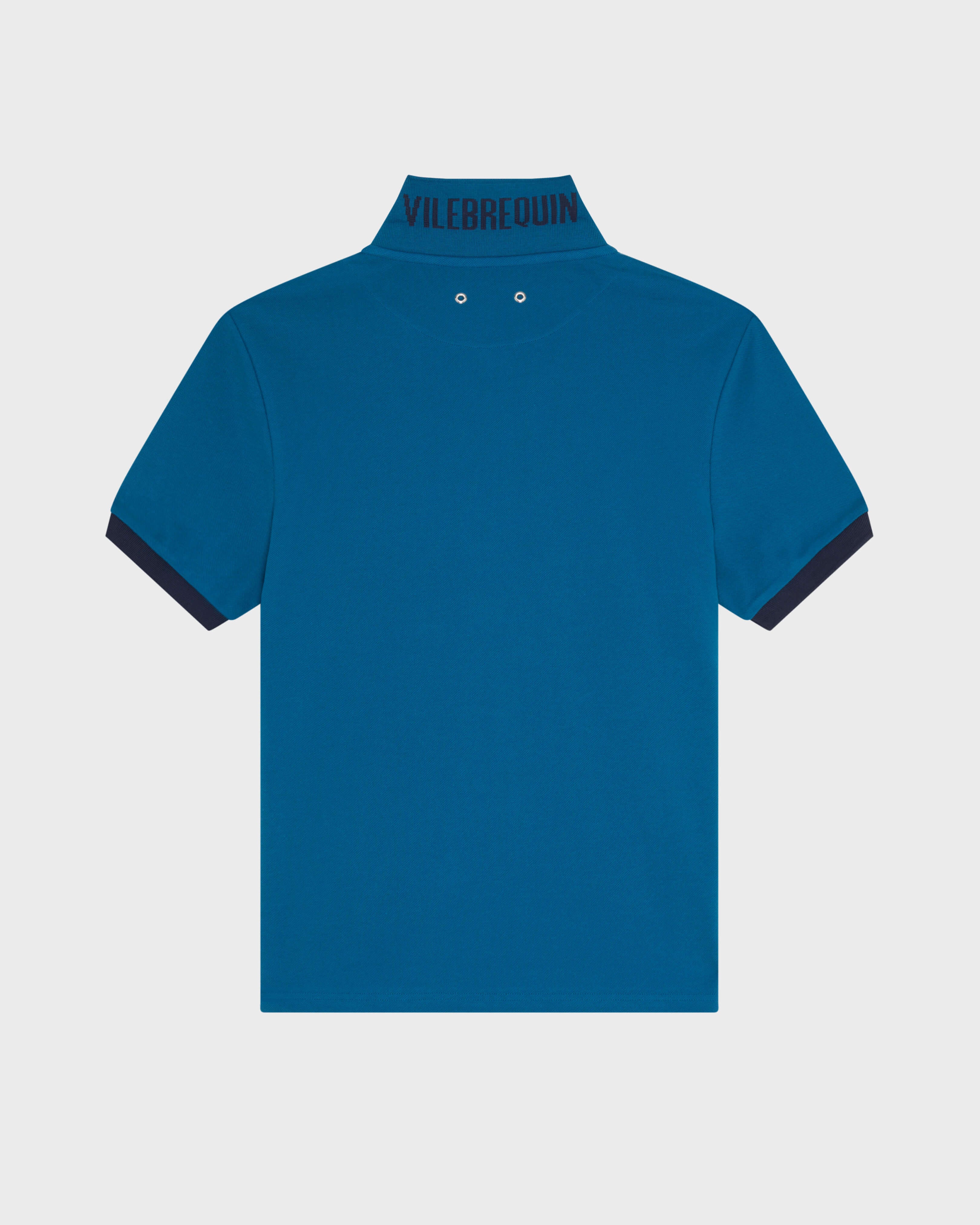 Cotton Pique Polo Shirt Solid - Blue Peacock / Vilebrequin Discount