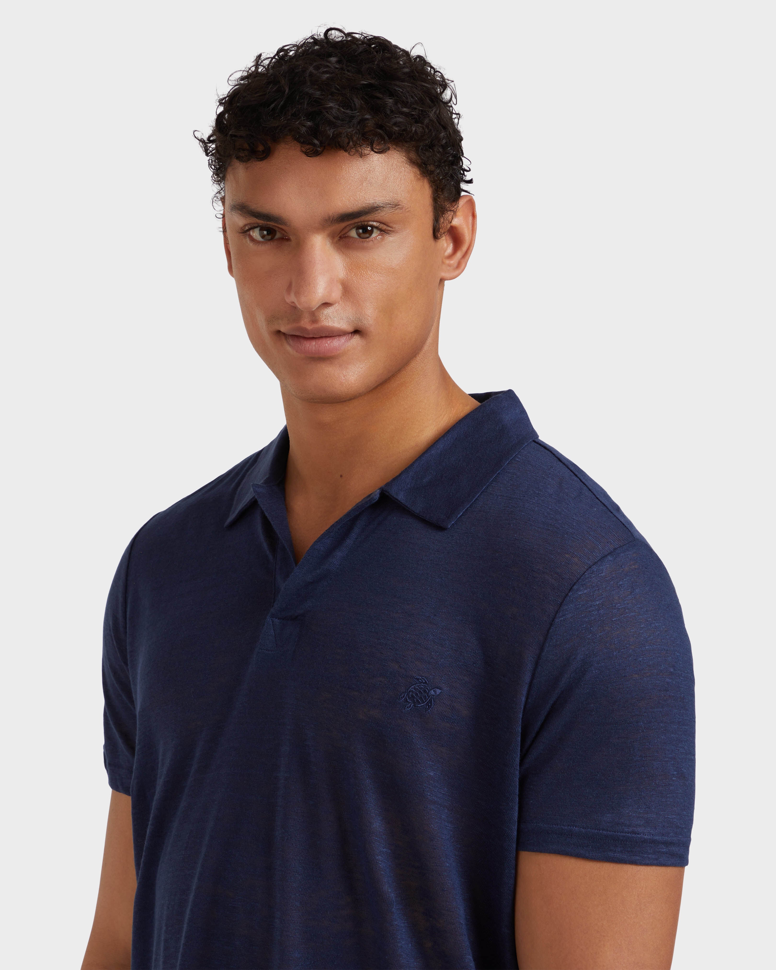 Linen Jersey Polo Shirt Solid | Site Vilebrequin | PYRE9O00 / Vilebrequin US