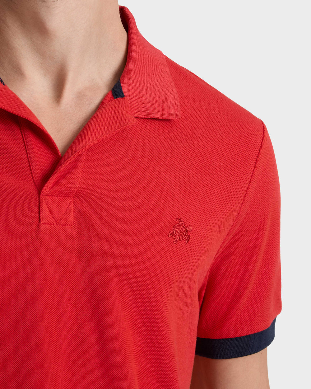 Cotton Pique Polo Shirt Solid - Red Dalia / Vilebrequin Outlet