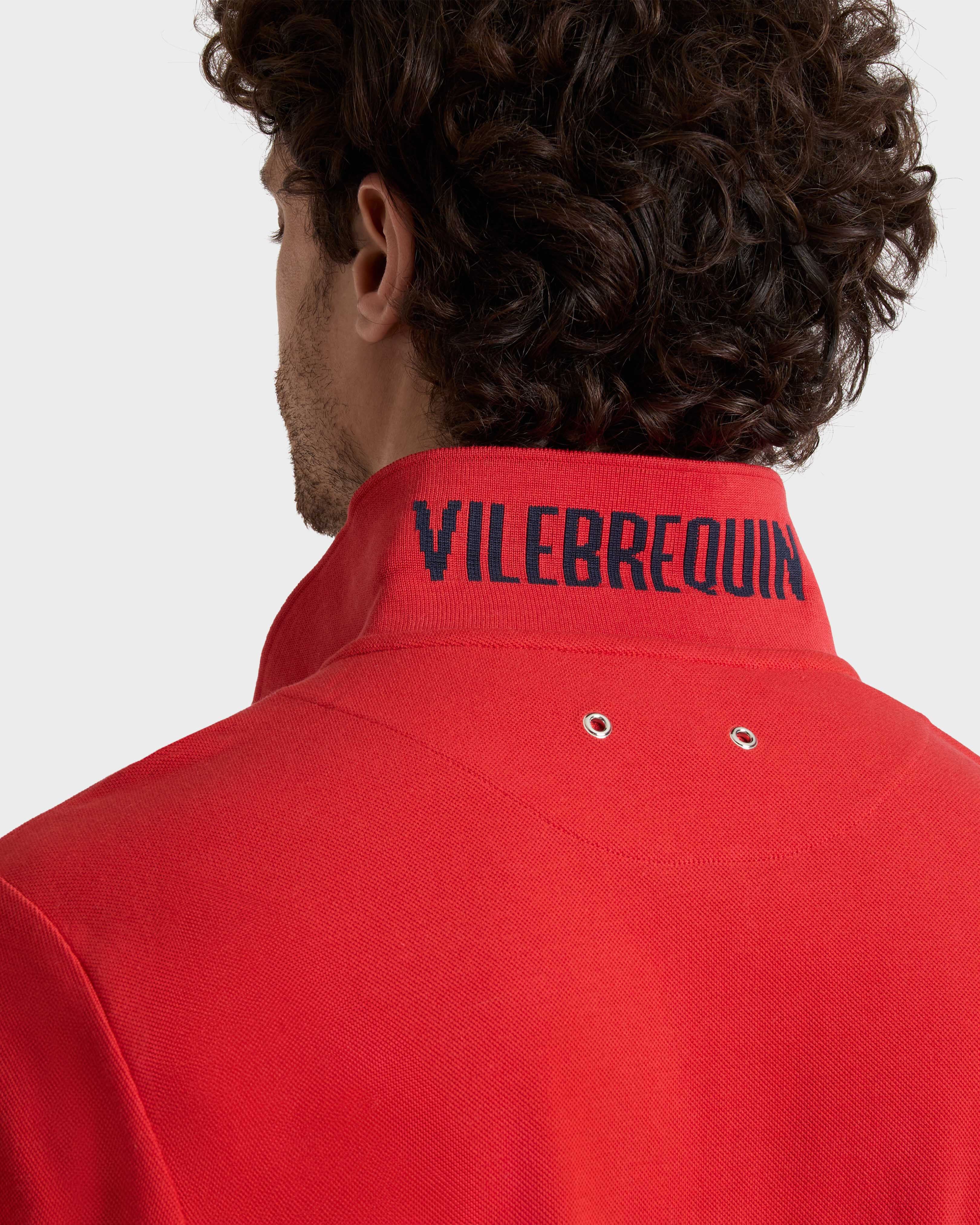 Cotton Pique Polo Shirt Solid - Red Dalia / Vilebrequin Outlet