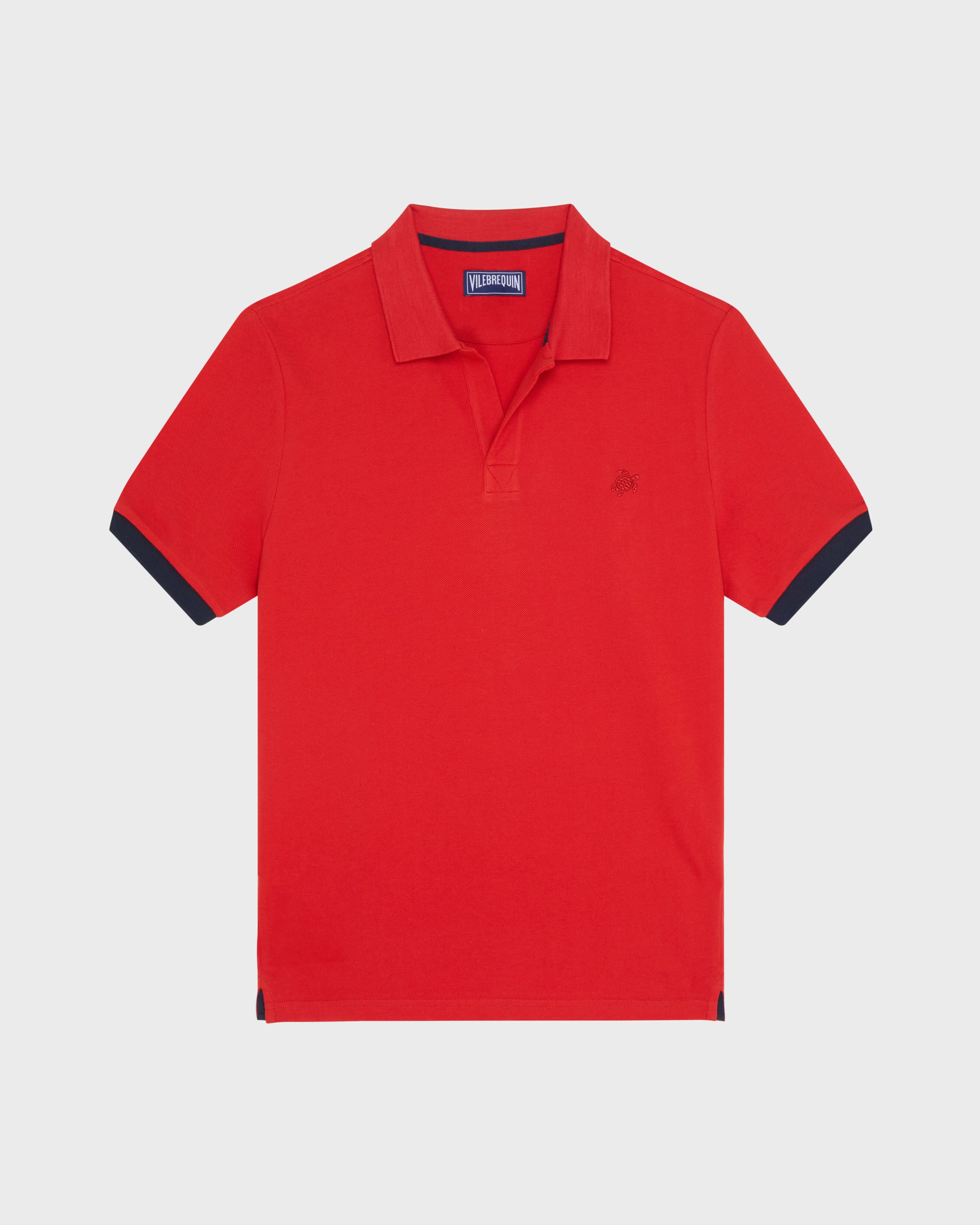 Cotton Pique Polo Shirt Solid - Red Dalia / Vilebrequin Outlet