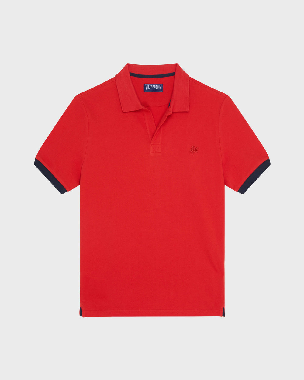 Cotton Pique Polo Shirt Solid - Red Dalia / Vilebrequin Outlet