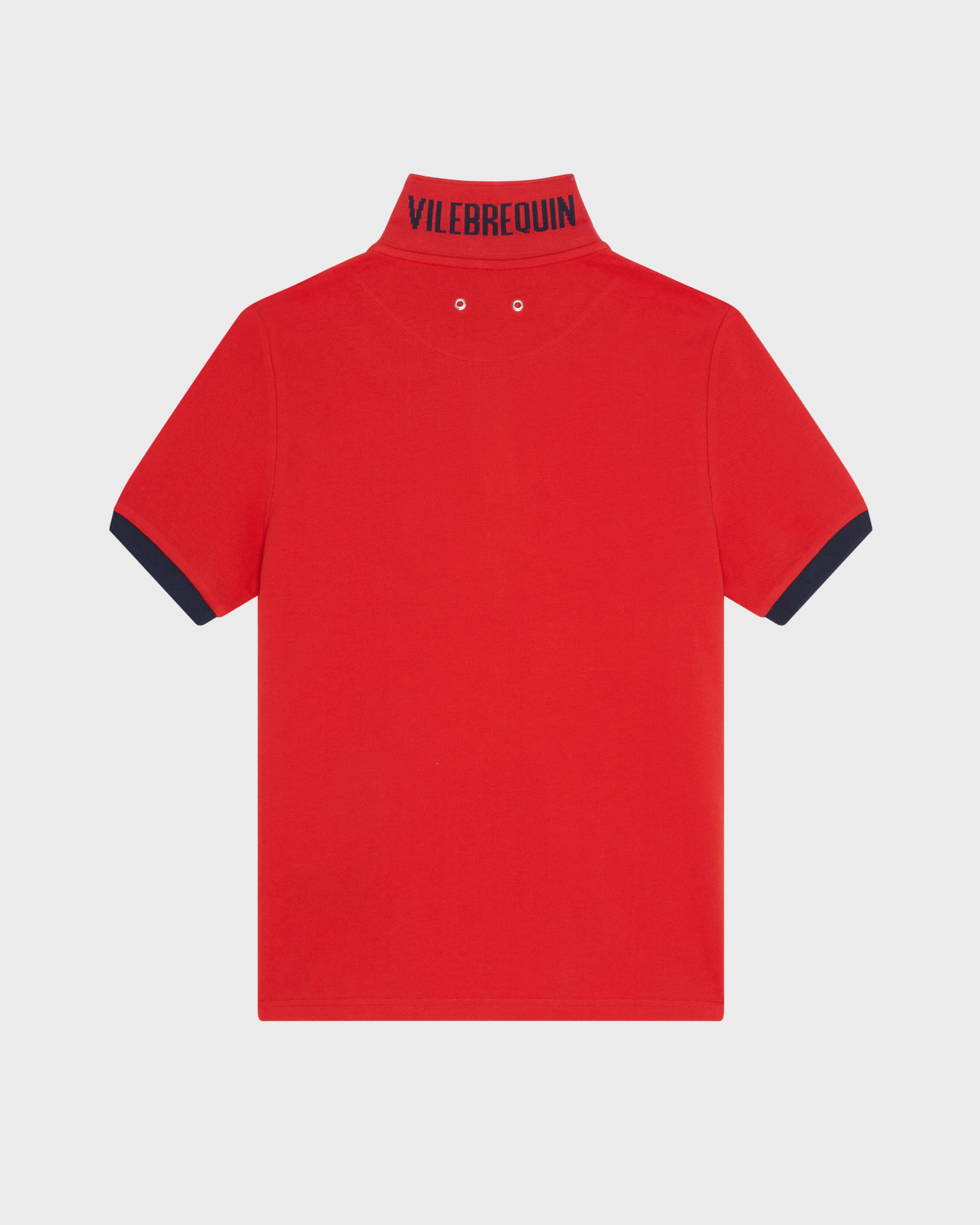 Cotton Pique Polo Shirt Solid - Red Dalia / Vilebrequin Outlet