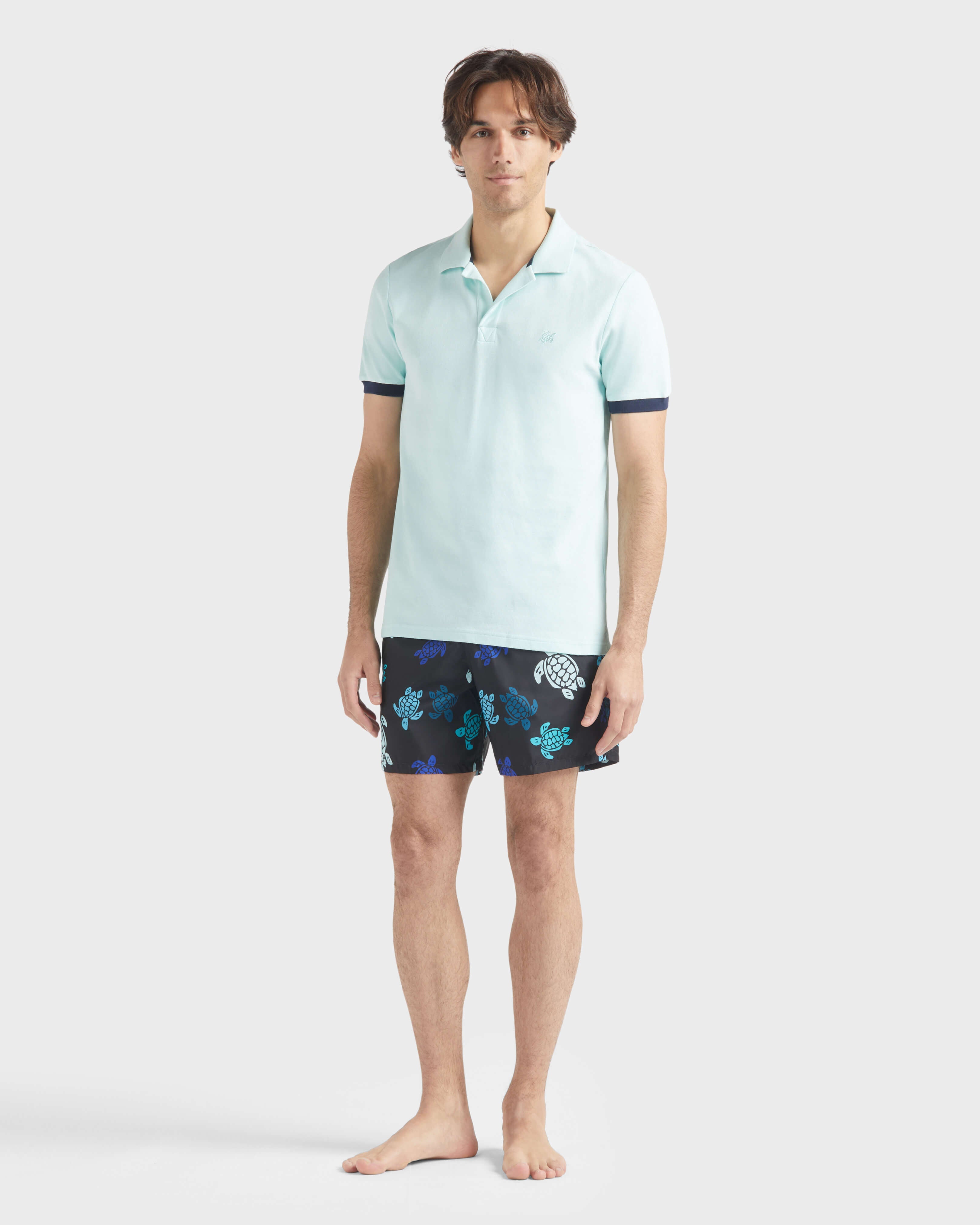 Cotton Pique Polo Shirt Solid - Blue Pacific / Vilebrequin On sale