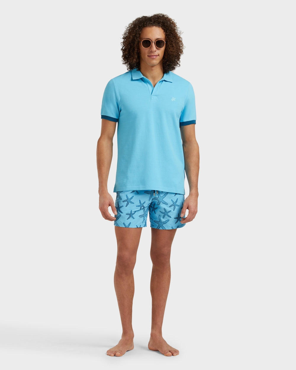 Cotton Pique Polo Shirt Solid - Blue topaz / Vilebrequin Outlet