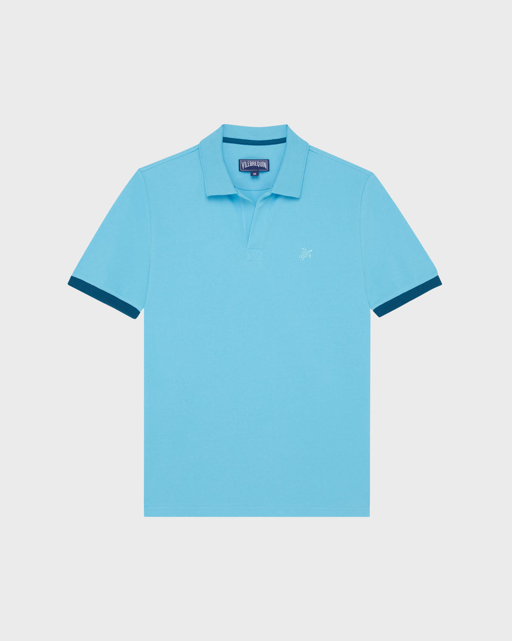 Cotton Pique Polo Shirt Solid - Blue topaz / Vilebrequin Outlet