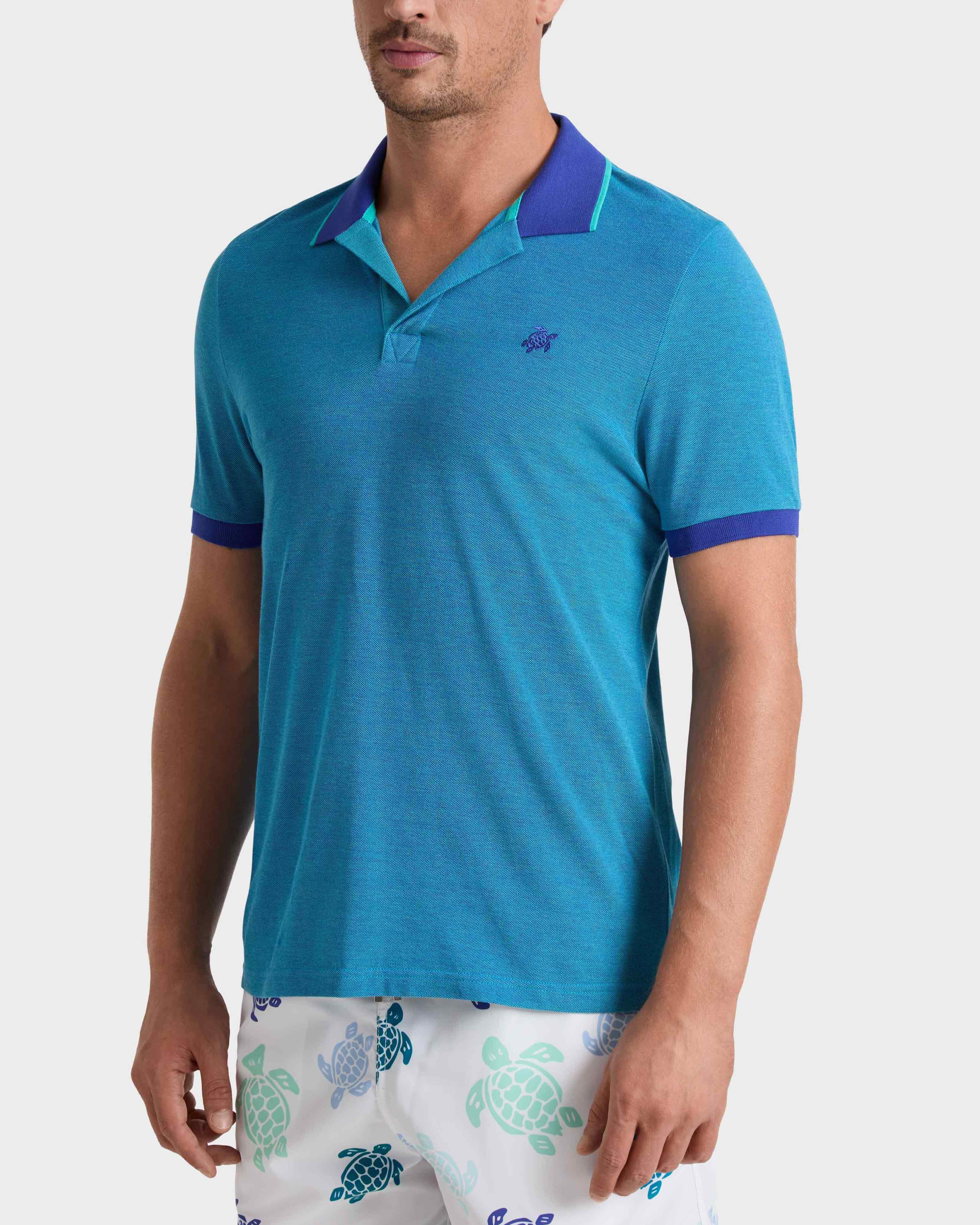 Cotton Polo Shirt Solid - Blue Marrakech / Vilebrequin Online