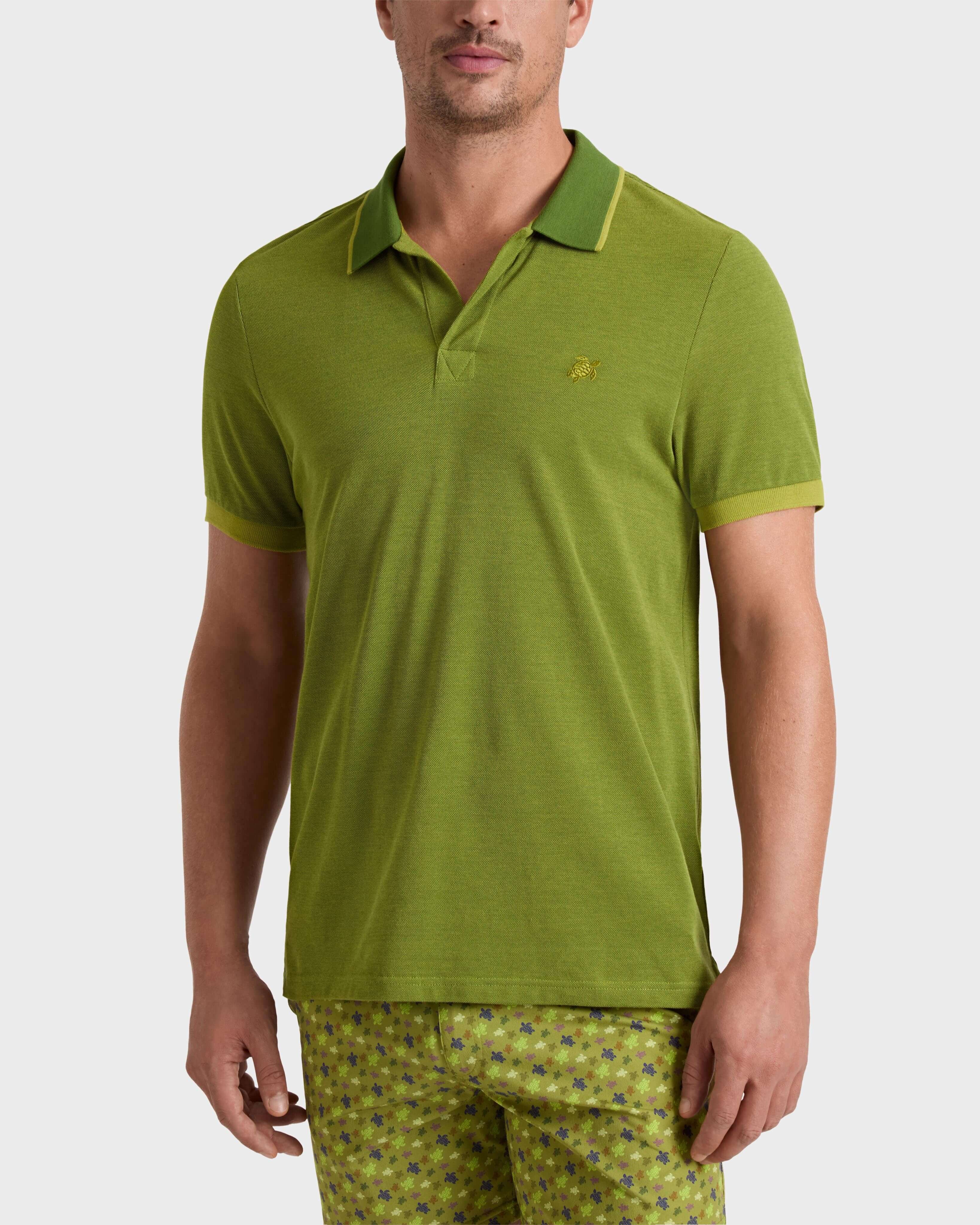 Cotton Polo Shirt Solid - Green Militaire / Vilebrequin Outlet