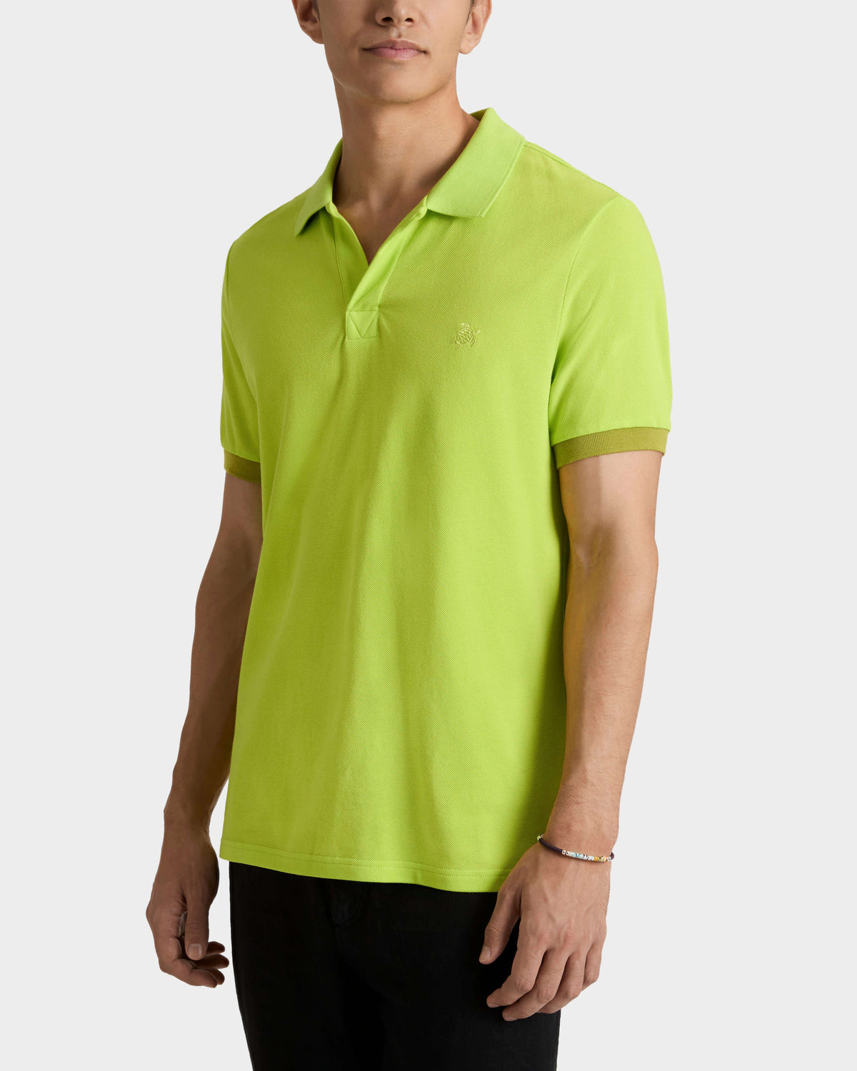 Cotton Pique Polo Shirt Solid - Green Acide / Vilebrequin US