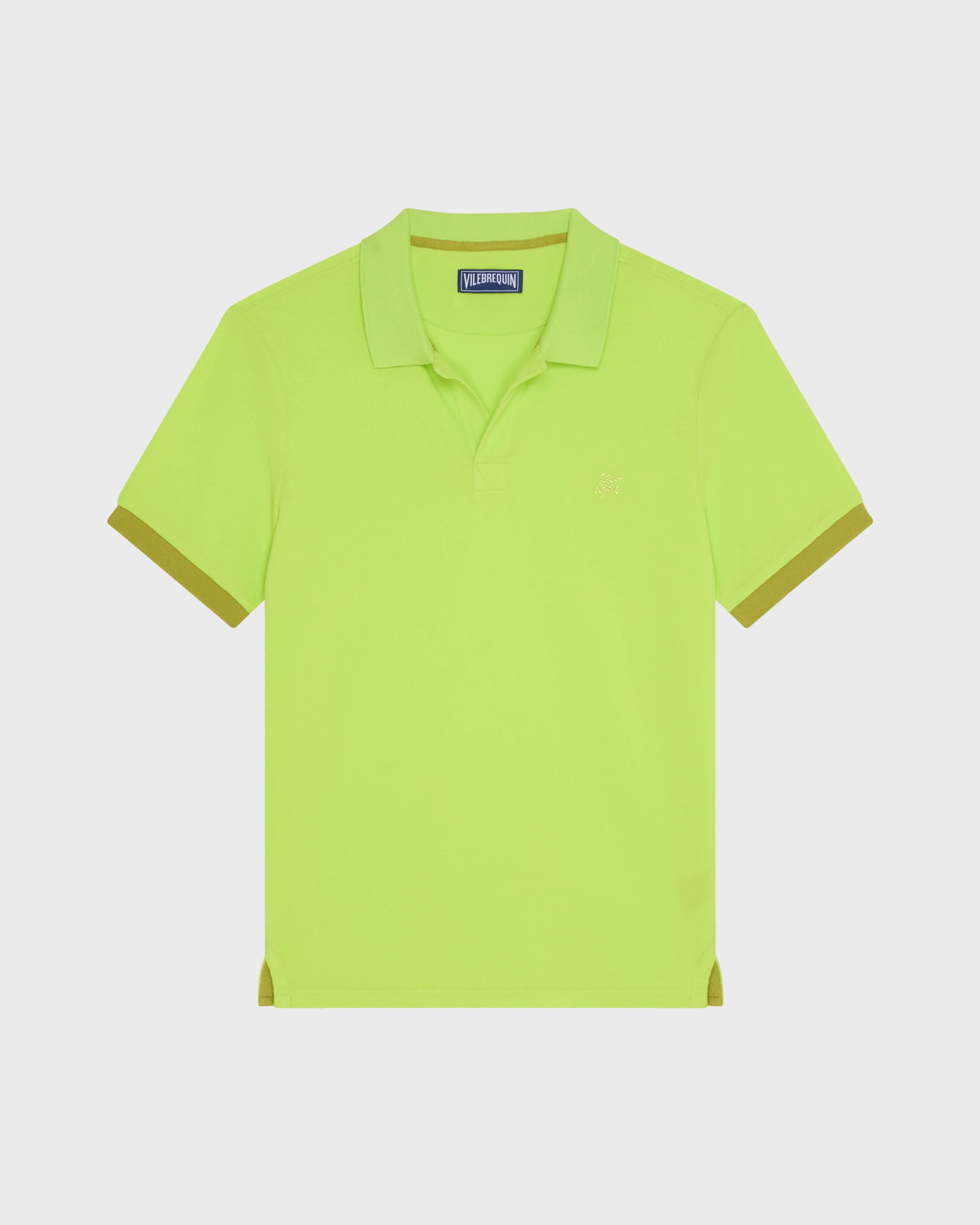 Cotton Pique Polo Shirt Solid - Green Acide / Vilebrequin US