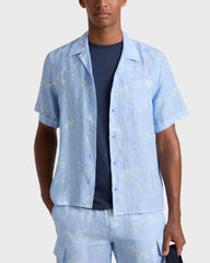 Linen Bowling Shirt Bubble 3D - Blue Cloudy / Vilebrequin New