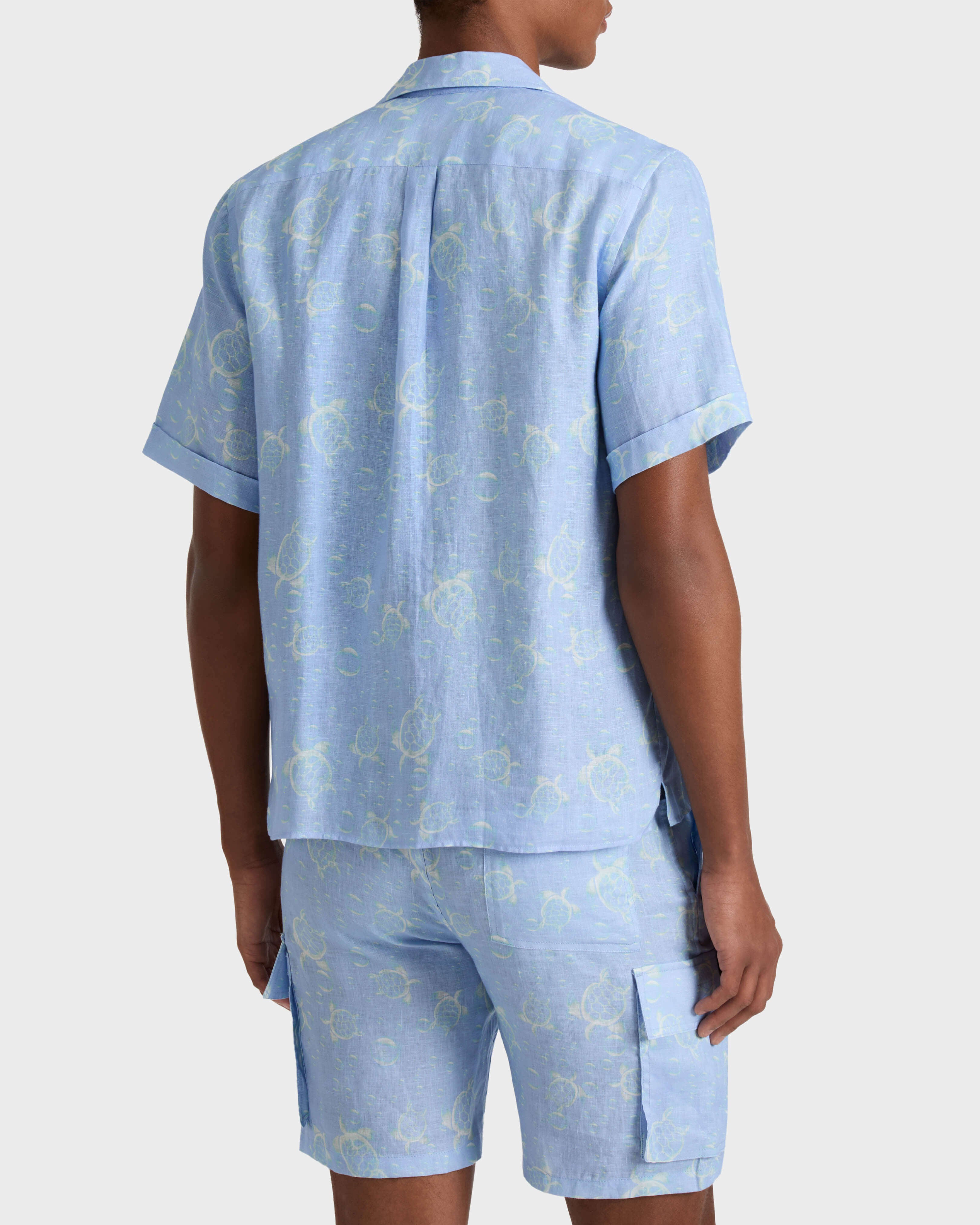 Linen Bowling Shirt Bubble 3D - Blue Cloudy / Vilebrequin New