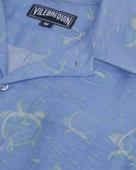 Linen Bowling Shirt Bubble 3D - Blue Cloudy / Vilebrequin New