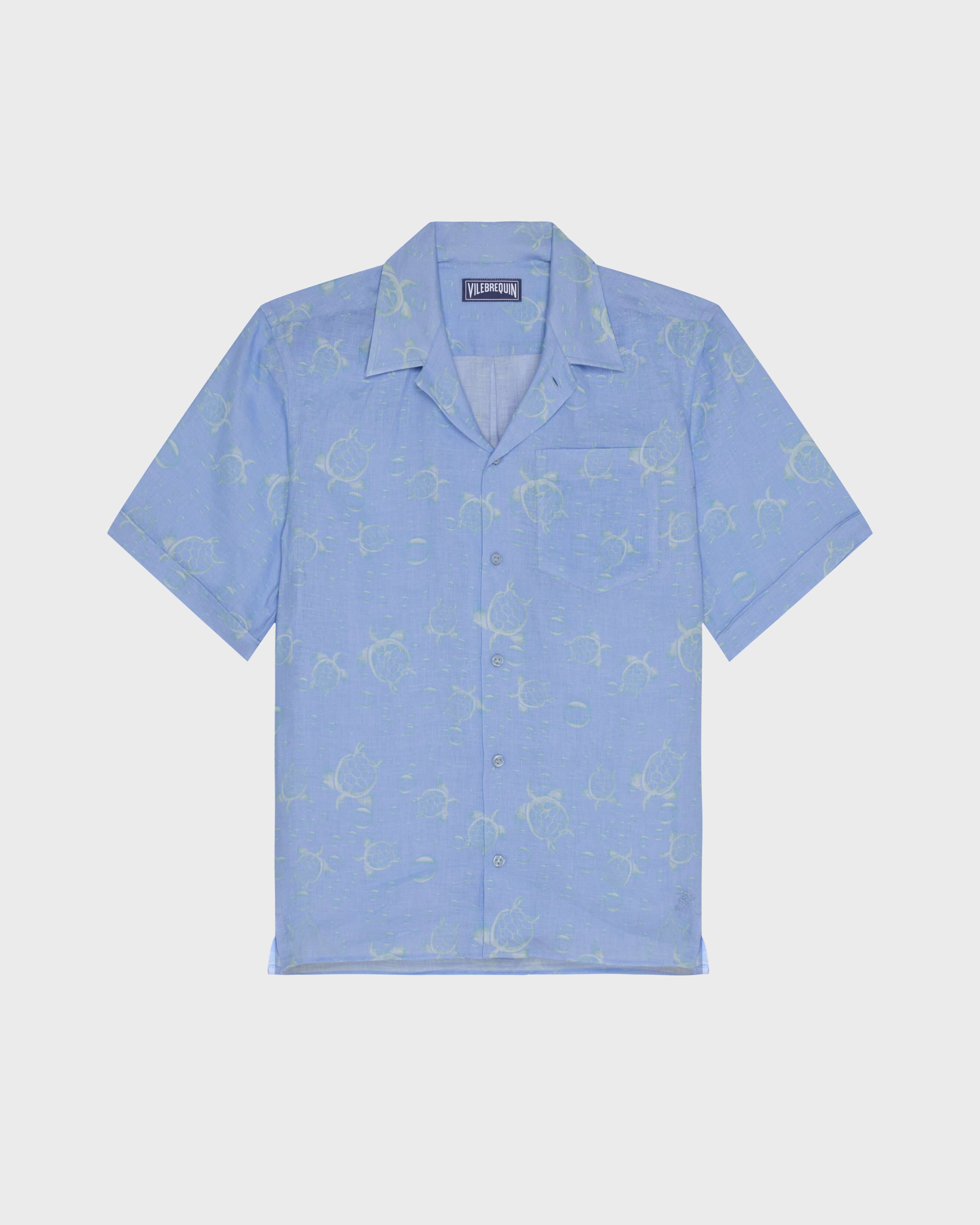 Linen Bowling Shirt Bubble 3D - Blue Cloudy / Vilebrequin New