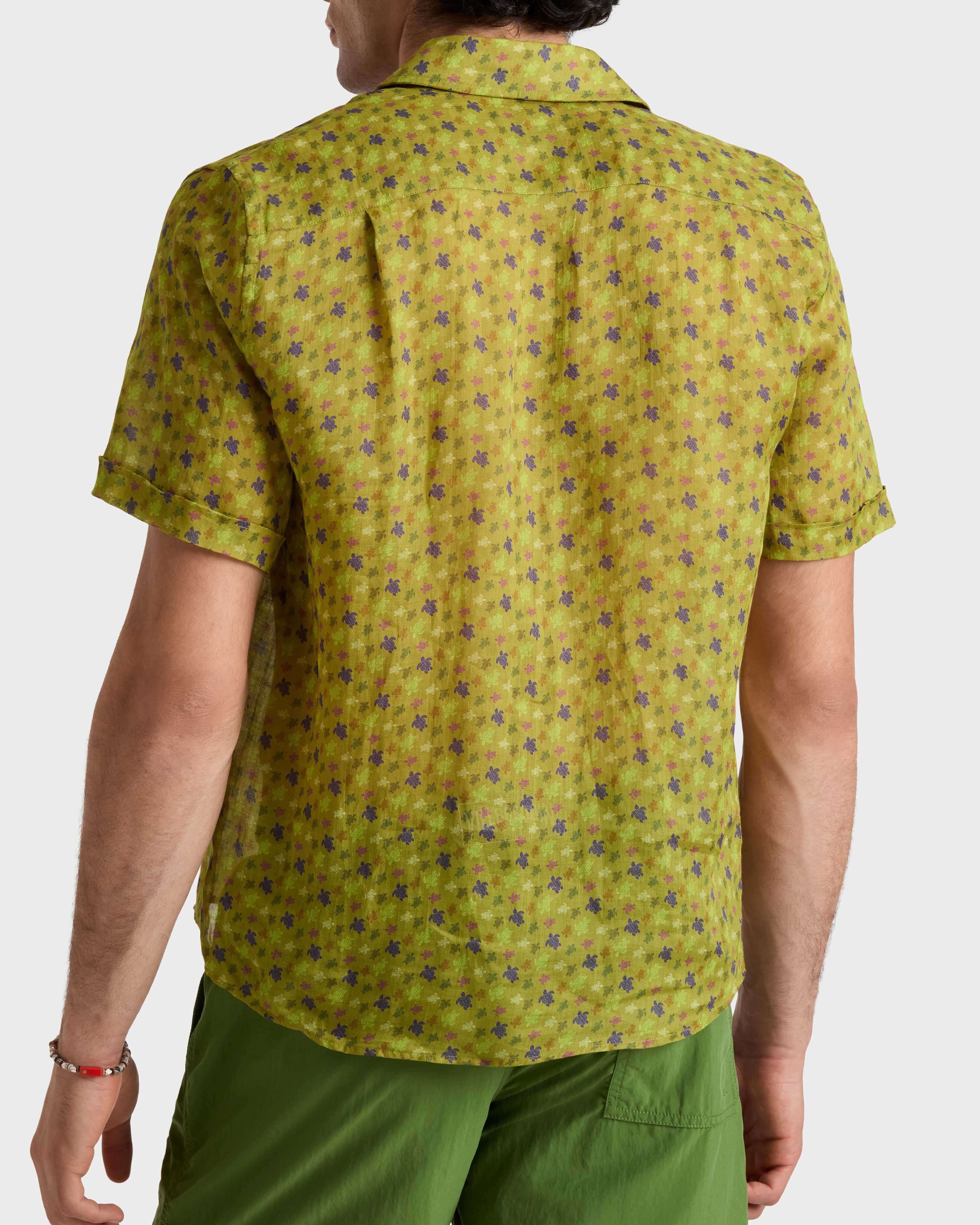 Ramie Bowling Shirt Micro Ronde des Tortues - Green Wormwood / Vilebrequin Sale