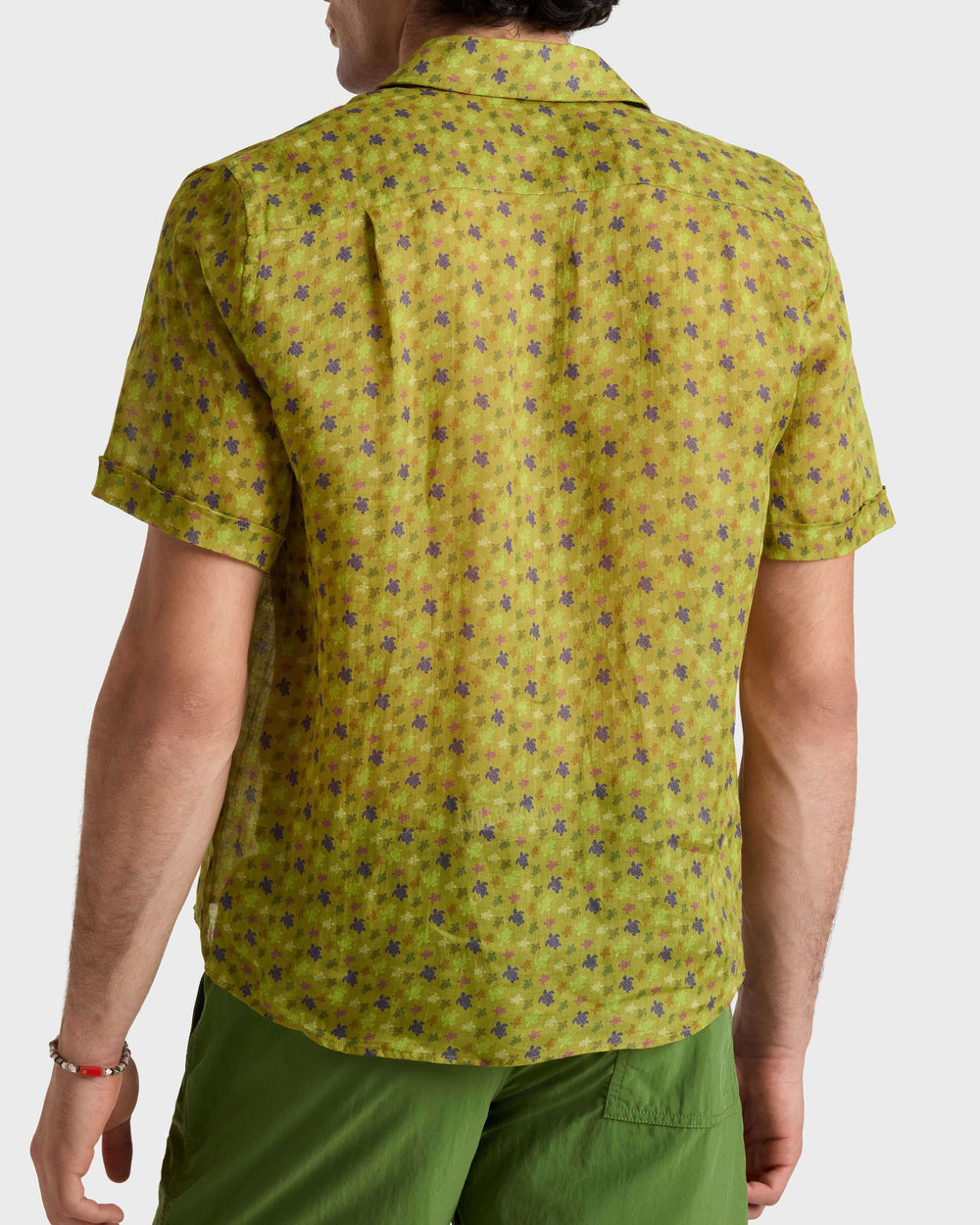 Ramie Bowling Shirt Micro Ronde des Tortues - Green Wormwood / Vilebrequin Sale