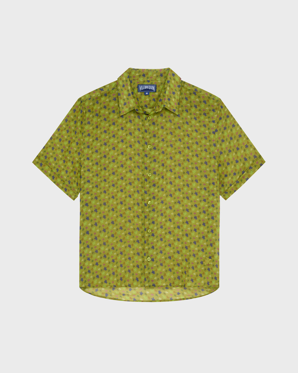 Ramie Bowling Shirt Micro Ronde des Tortues - Green Wormwood / Vilebrequin Sale