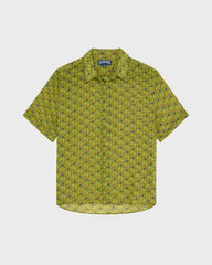 Ramie Bowling Shirt Micro Ronde des Tortues - Green Wormwood / Vilebrequin Sale
