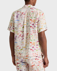 Linen Bowling Shirt Pescador - VBQ x Fabrice Hyber - White Papier / Vilebrequin On sale