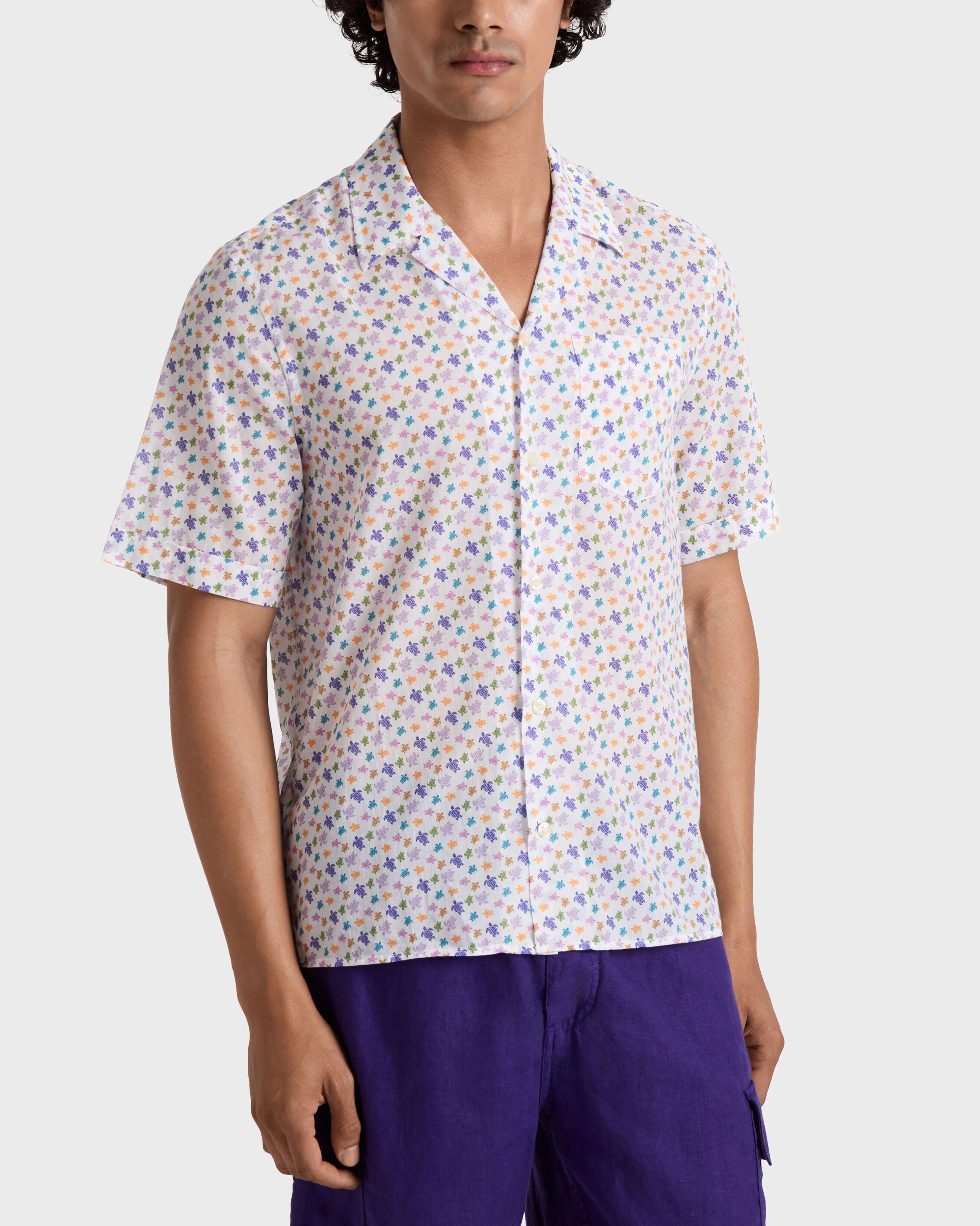 Organic Cotton Bowling Shirt Micro Ronde des Tortues - White / Vilebrequin For sale