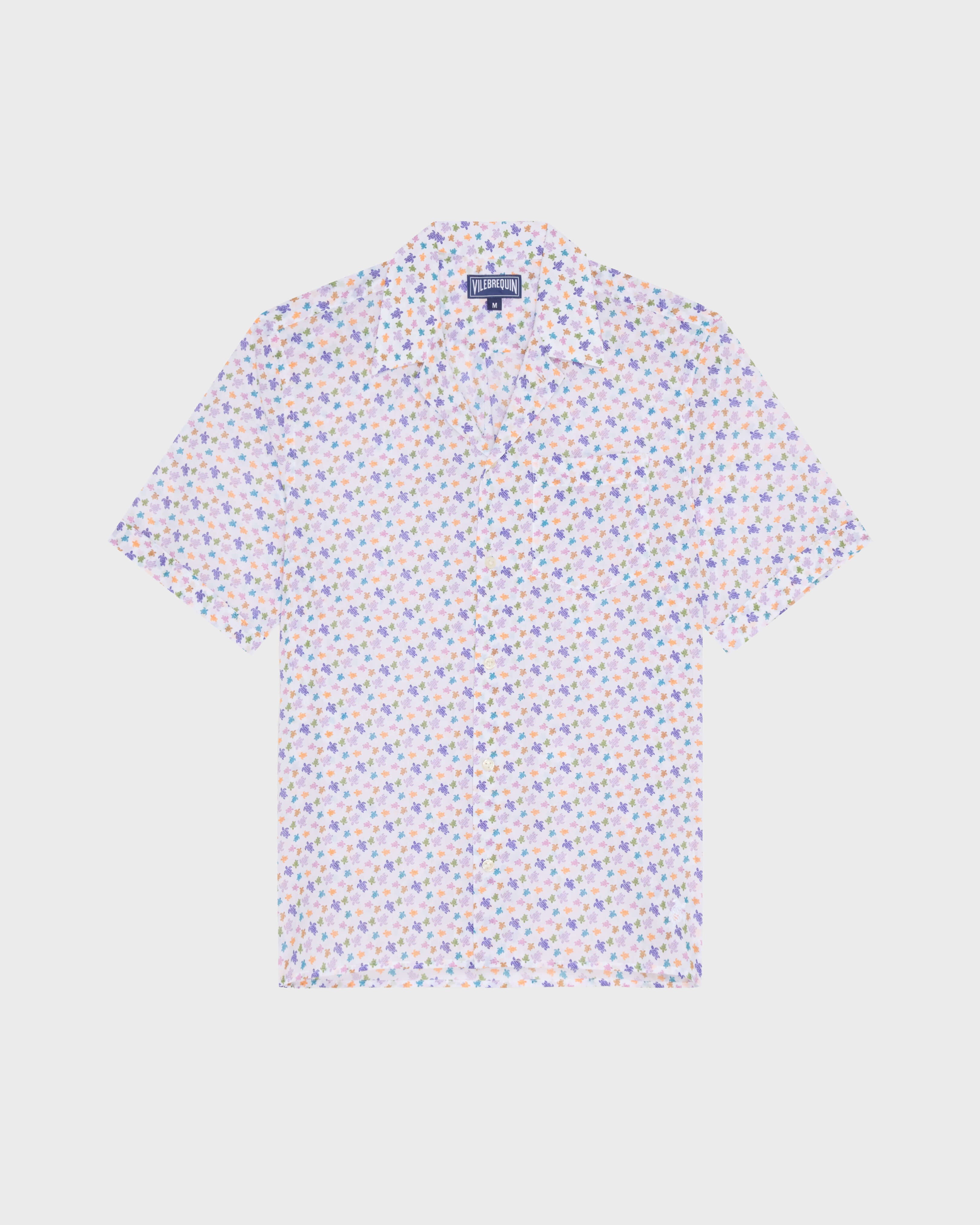 Organic Cotton Bowling Shirt Micro Ronde des Tortues - White / Vilebrequin For sale