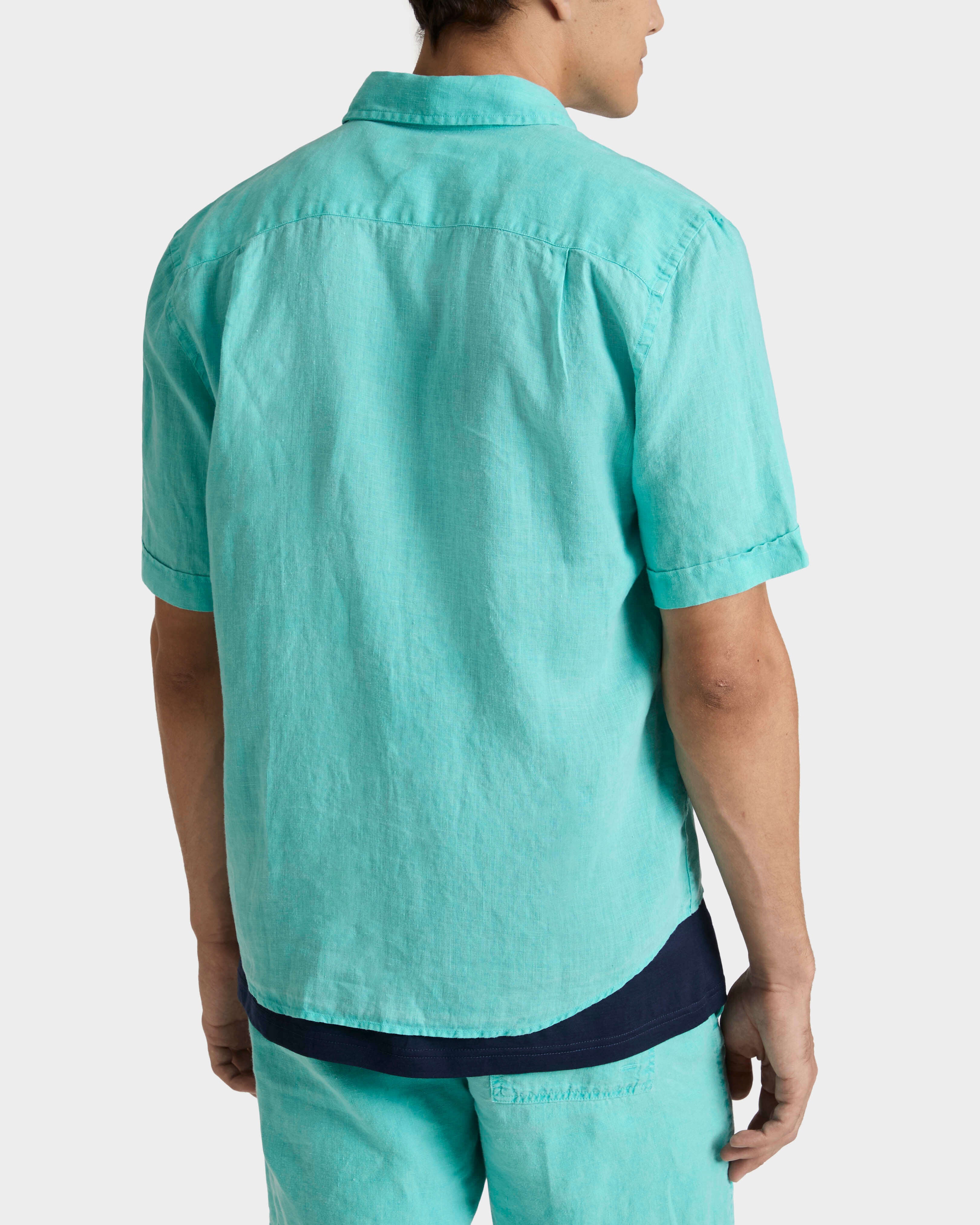 Mineral Dye Linen Bowling Shirt - Green Aventurine / Vilebrequin Outlet