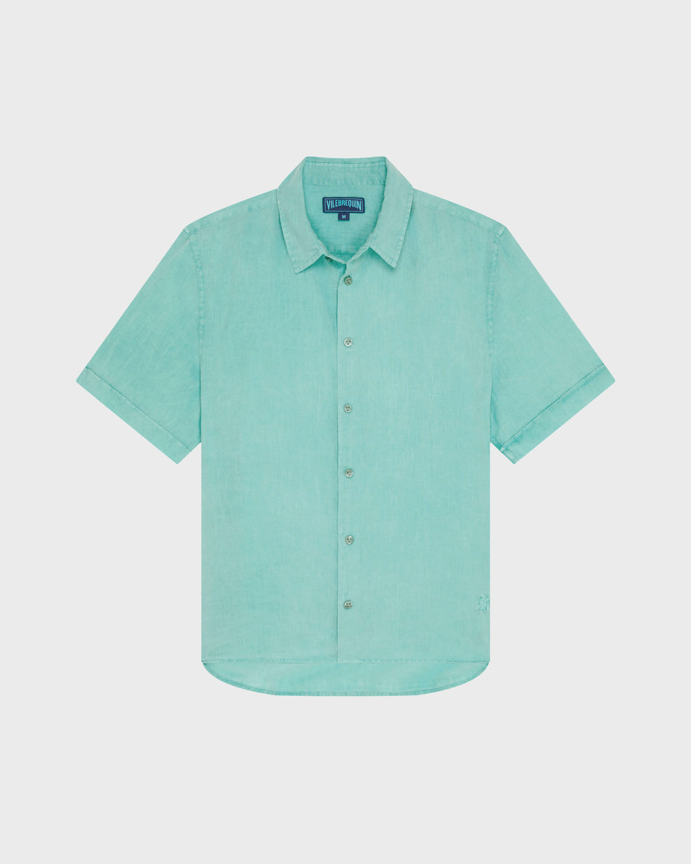 Mineral Dye Linen Bowling Shirt - Green Aventurine / Vilebrequin Outlet