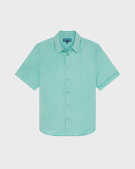 Mineral Dye Linen Bowling Shirt - Green Aventurine / Vilebrequin Outlet