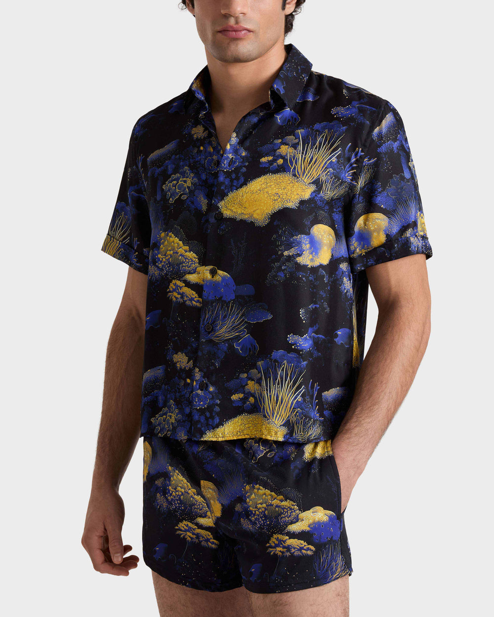 Silk Bowling Shirt Coral Reef - Black / Vilebrequin For sale