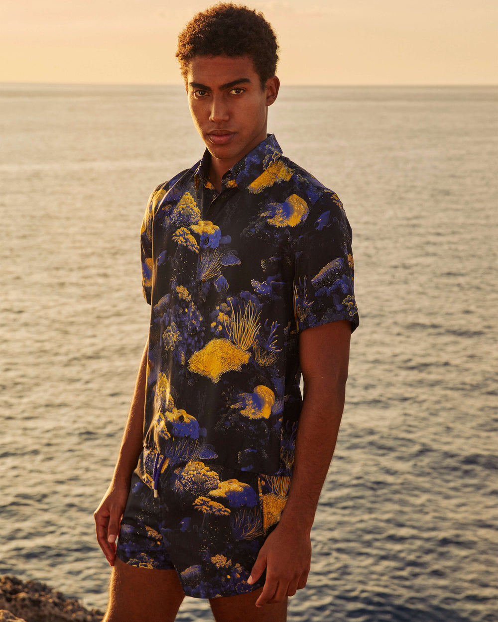 Silk Bowling Shirt Coral Reef - Black / Vilebrequin For sale