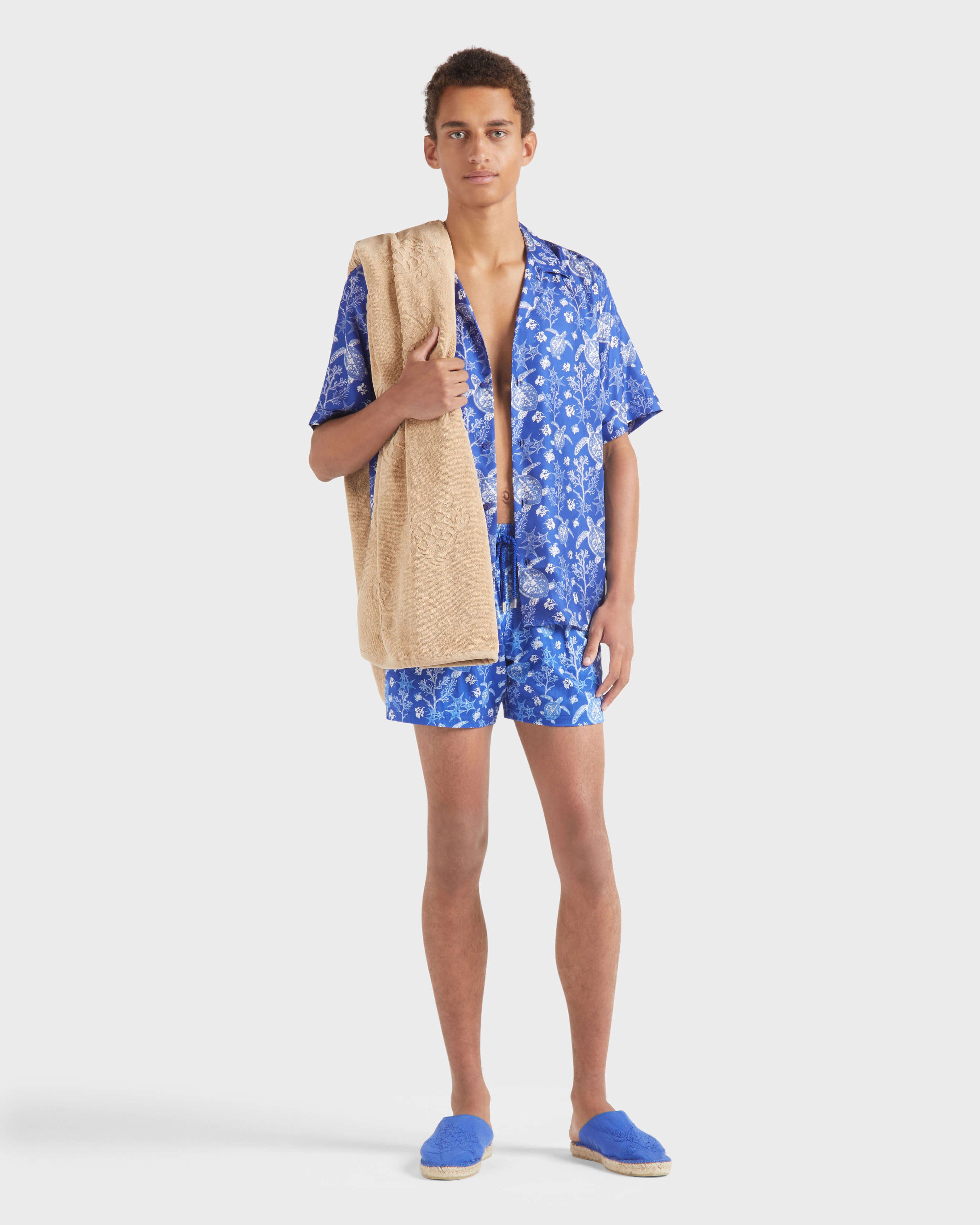 Silk Bowling Shirt X-Ray Turtles - Blue Marrakech / Vilebrequin Discount