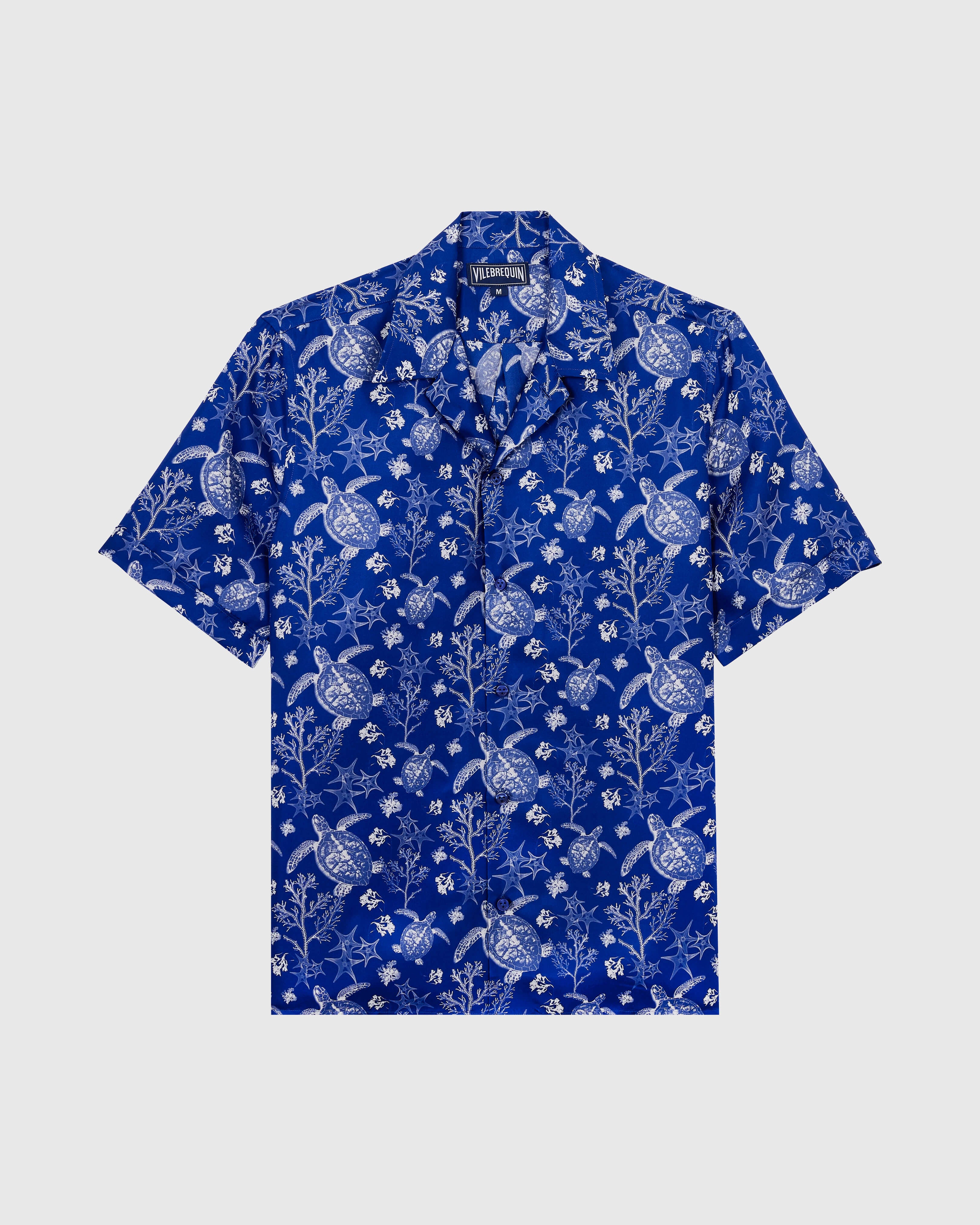Silk Bowling Shirt X-Ray Turtles - Blue Marrakech / Vilebrequin Discount
