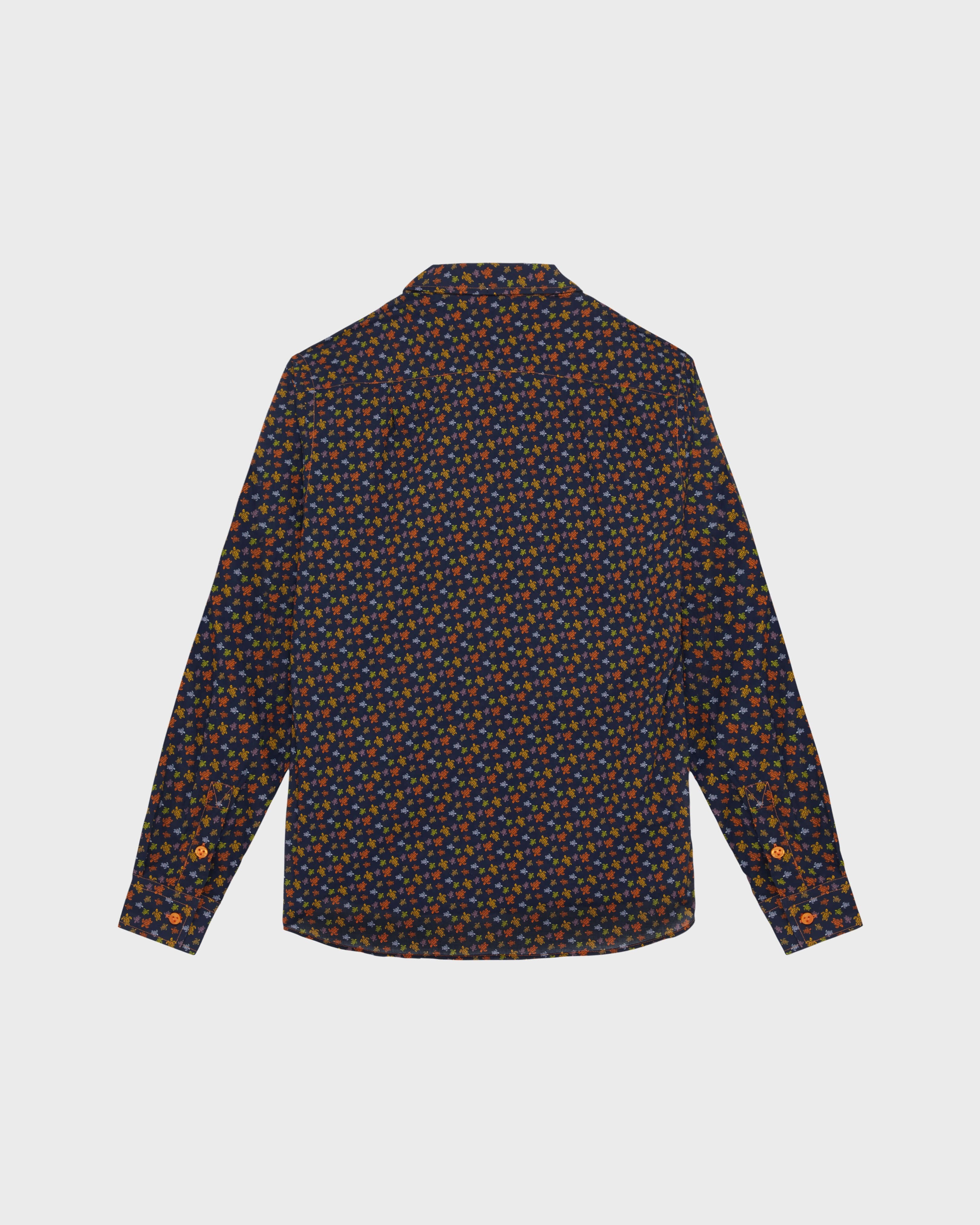 Cotton Voile Shirt Micro Ronde Des Tortues - Orange Vitamin / Vilebrequin New