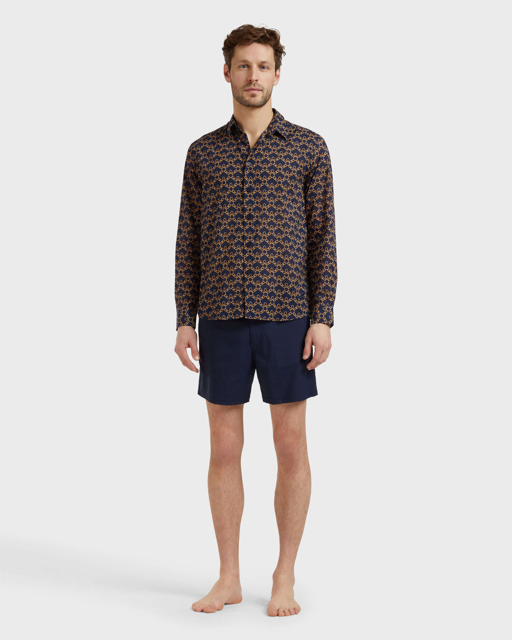 Cotton Voile Shirt Turtles Chains - Blue Navy / Vilebrequin Sale