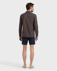 Cotton Voile Shirt Turtles Chains - Blue Navy / Vilebrequin Sale